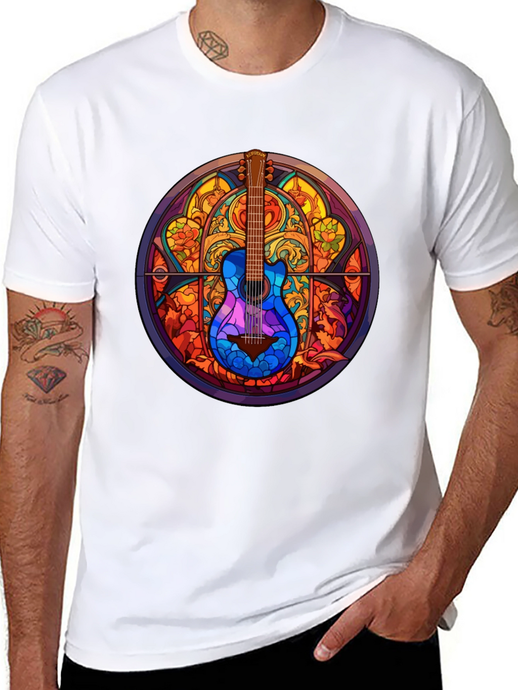 Guitar Stained Glass Style Graphic Tee