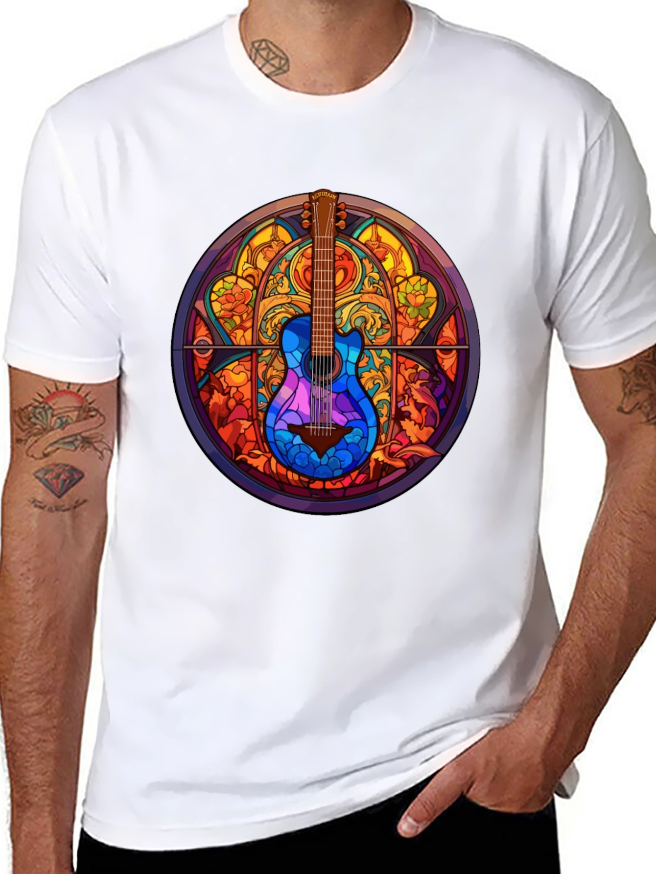 Guitar Stained Glass Style Graphic Tee
