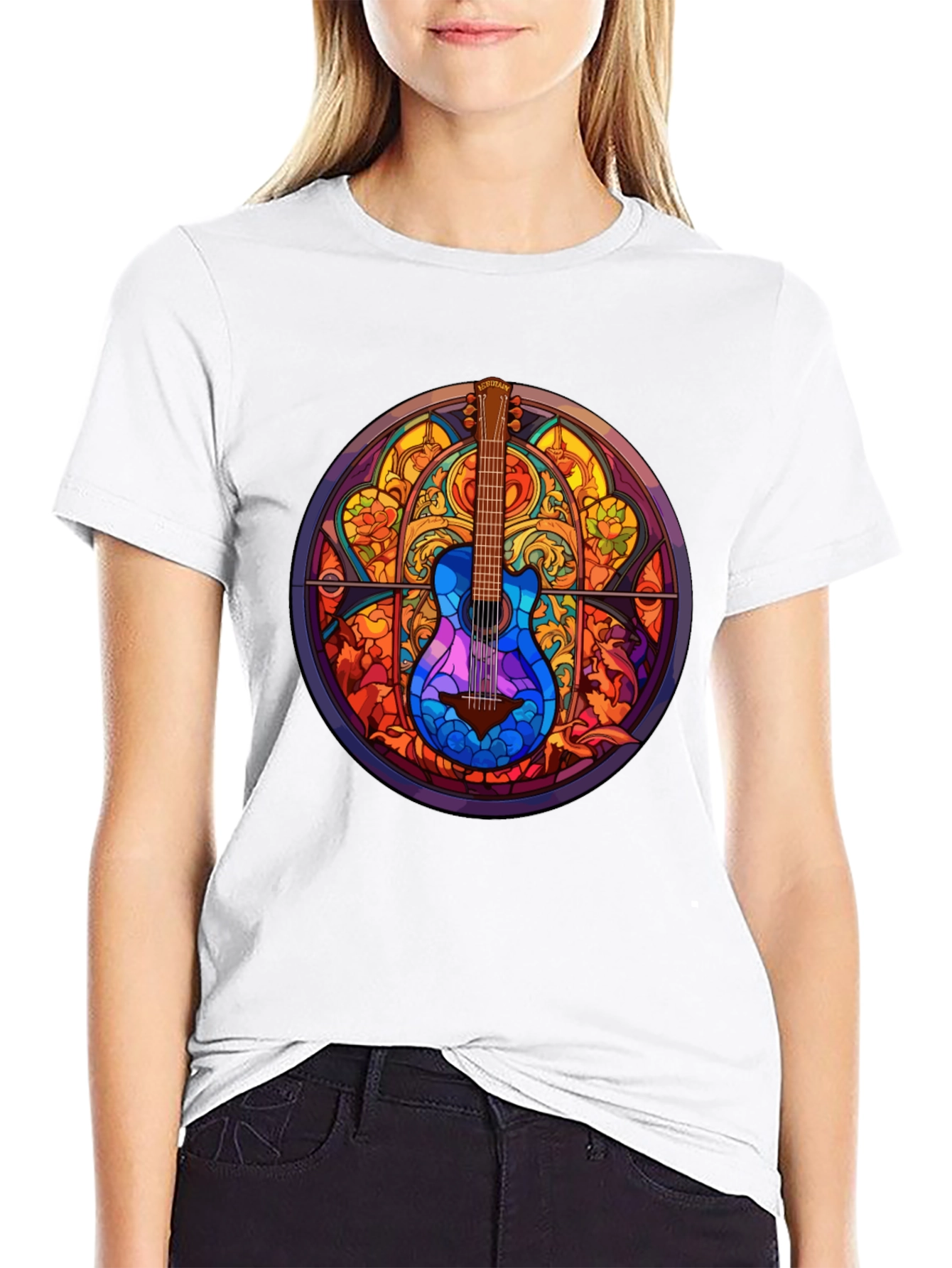 Guitar Stained Glass Style Graphic Tee