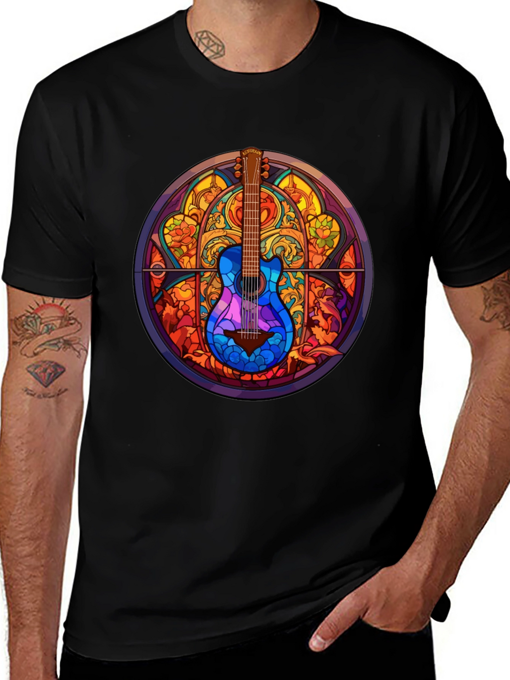 Guitar Stained Glass Style Graphic Tee