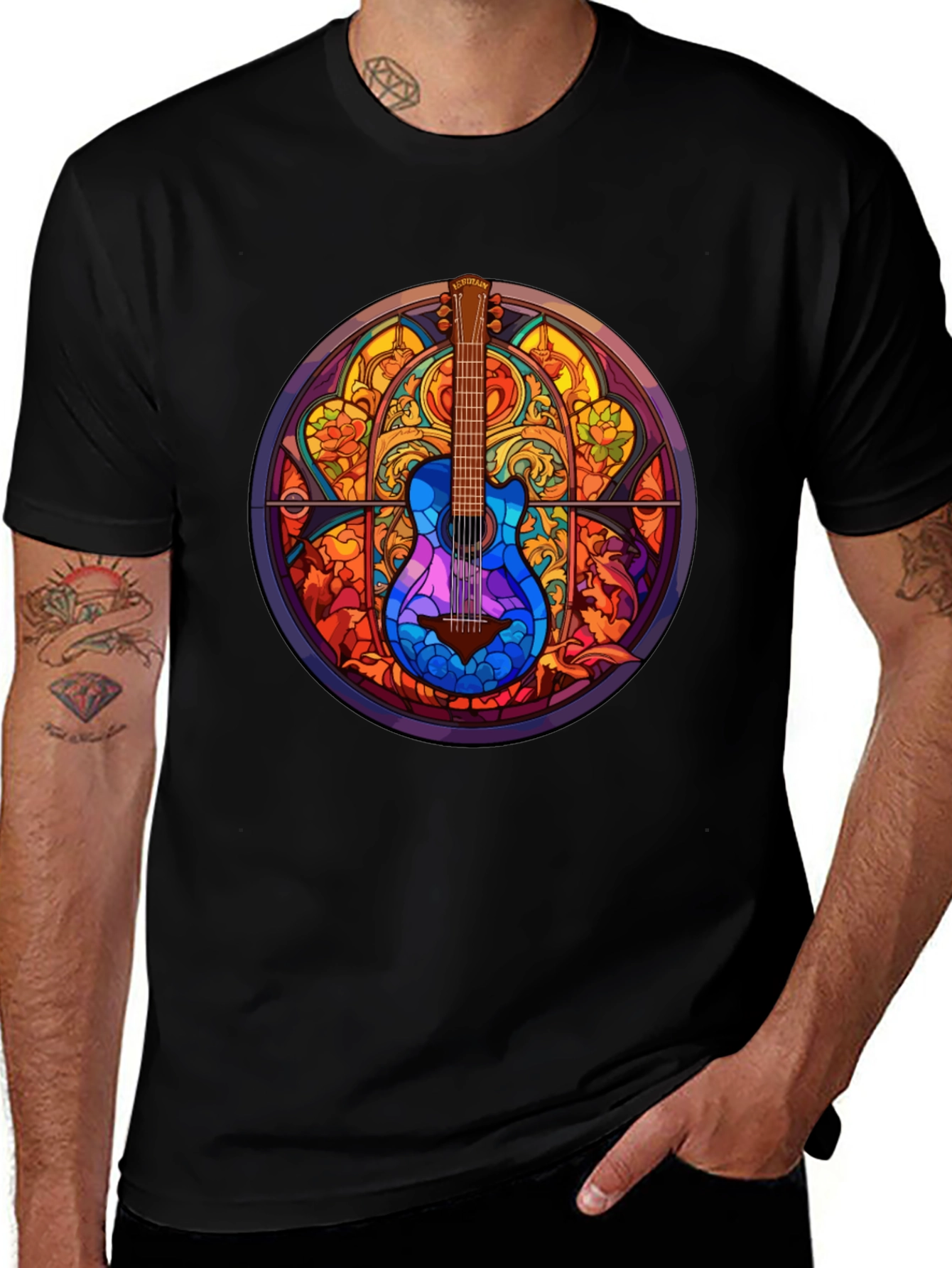 Guitar Stained Glass Style Graphic Tee