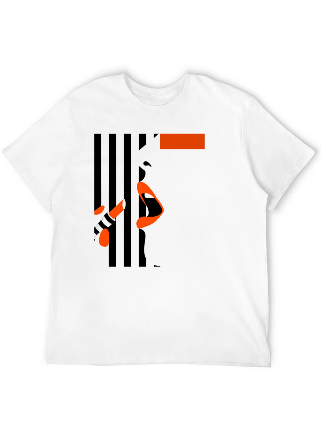 Abstract Face Graphic Print Black Tee