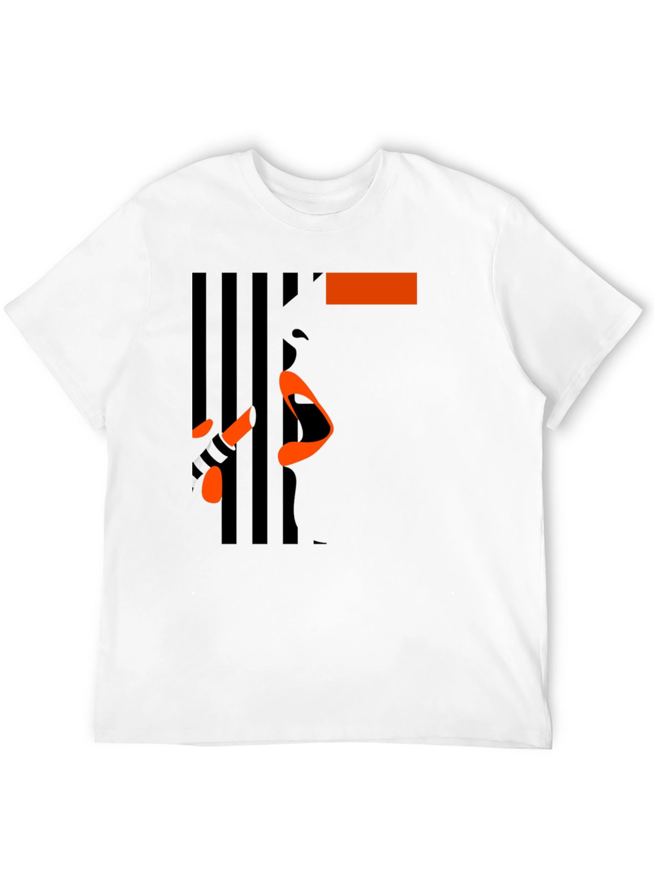 Abstract Face Graphic Print Black Tee