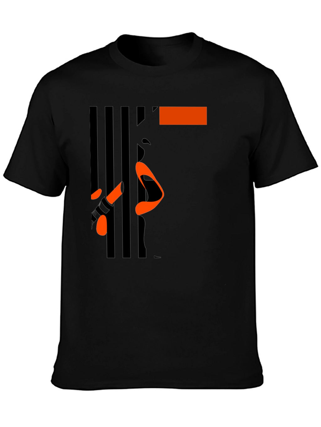 Abstract Face Graphic Print Black Tee