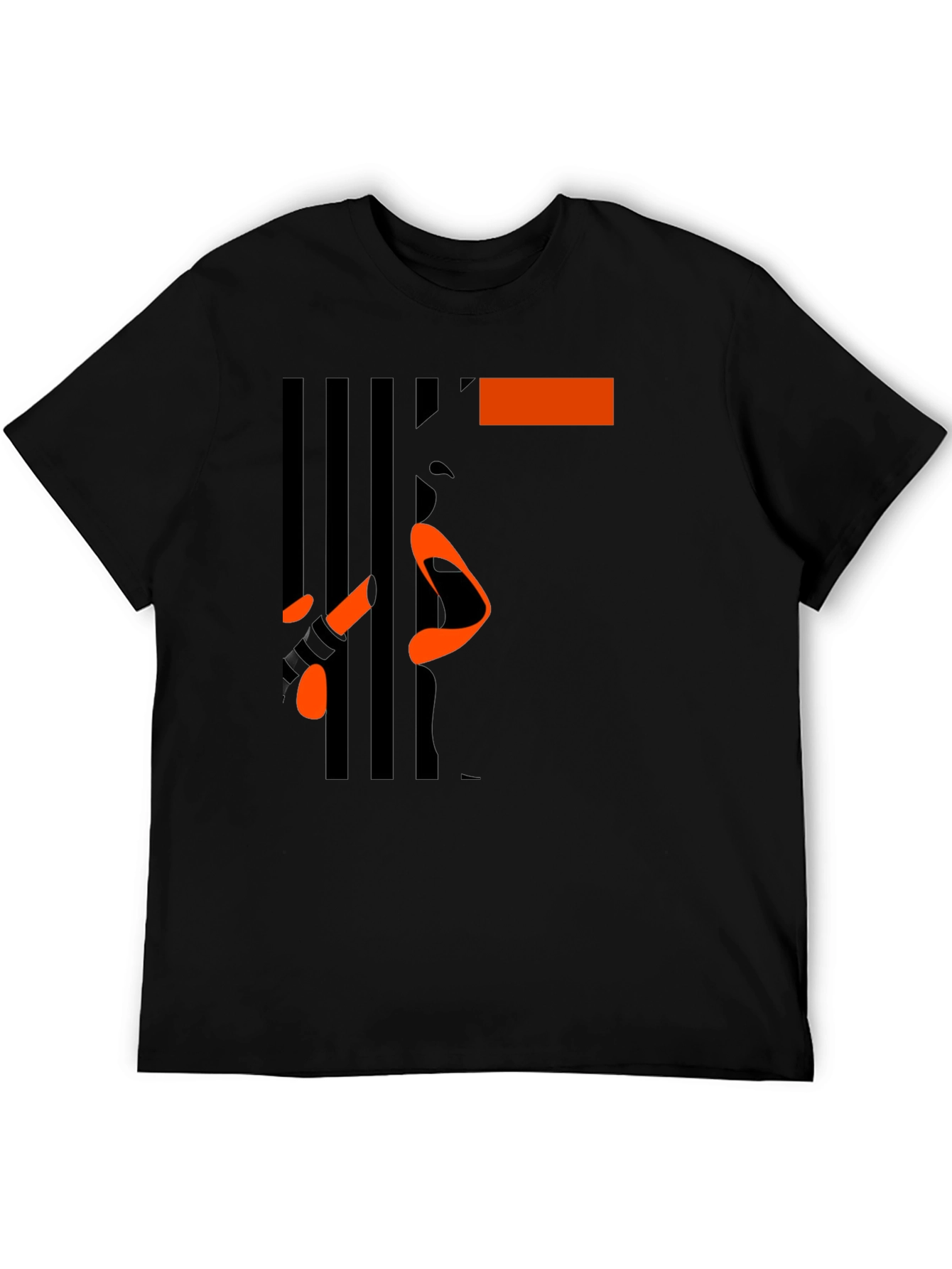 Abstract Face Graphic Print Black Tee