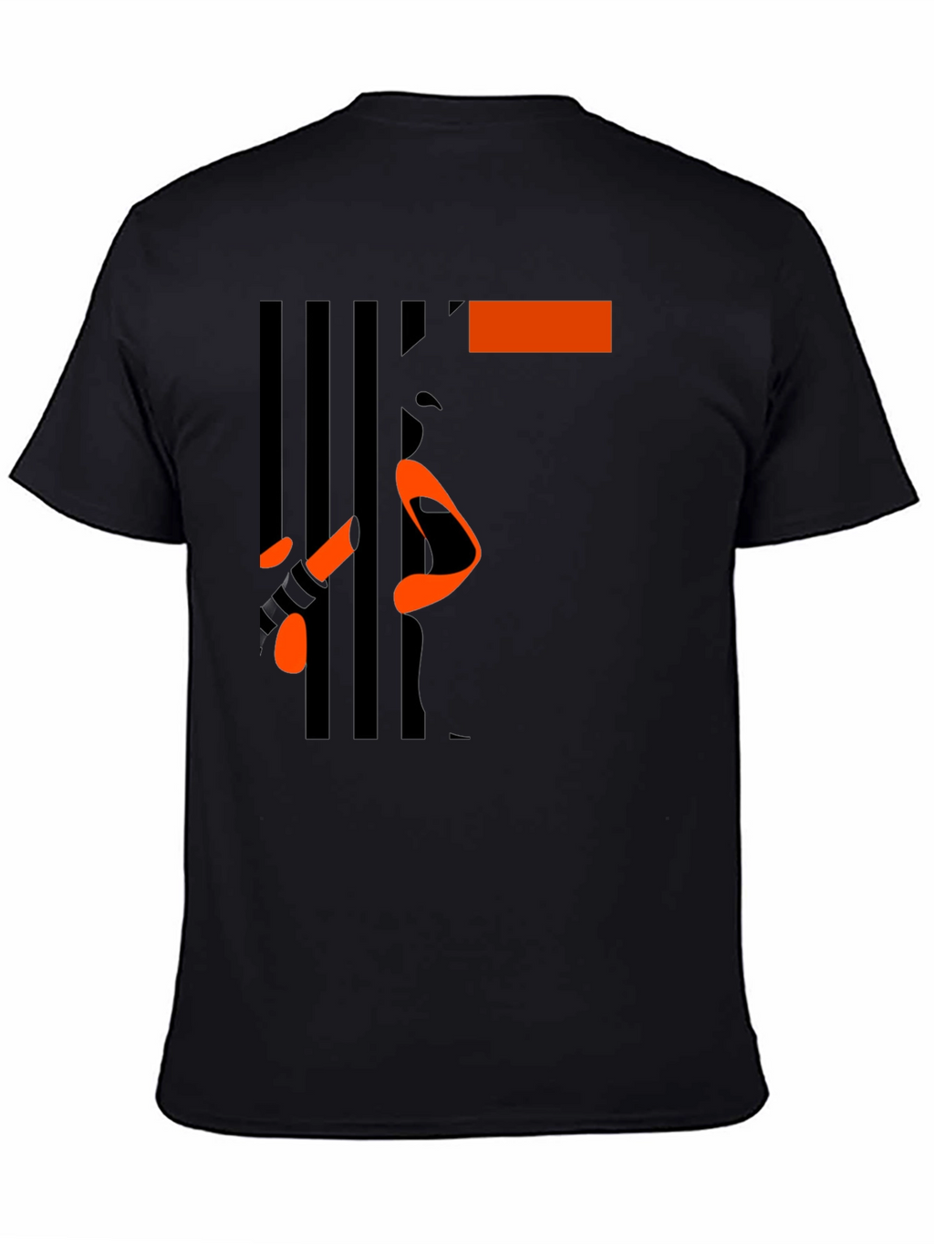 Abstract Face Graphic Print Black Tee