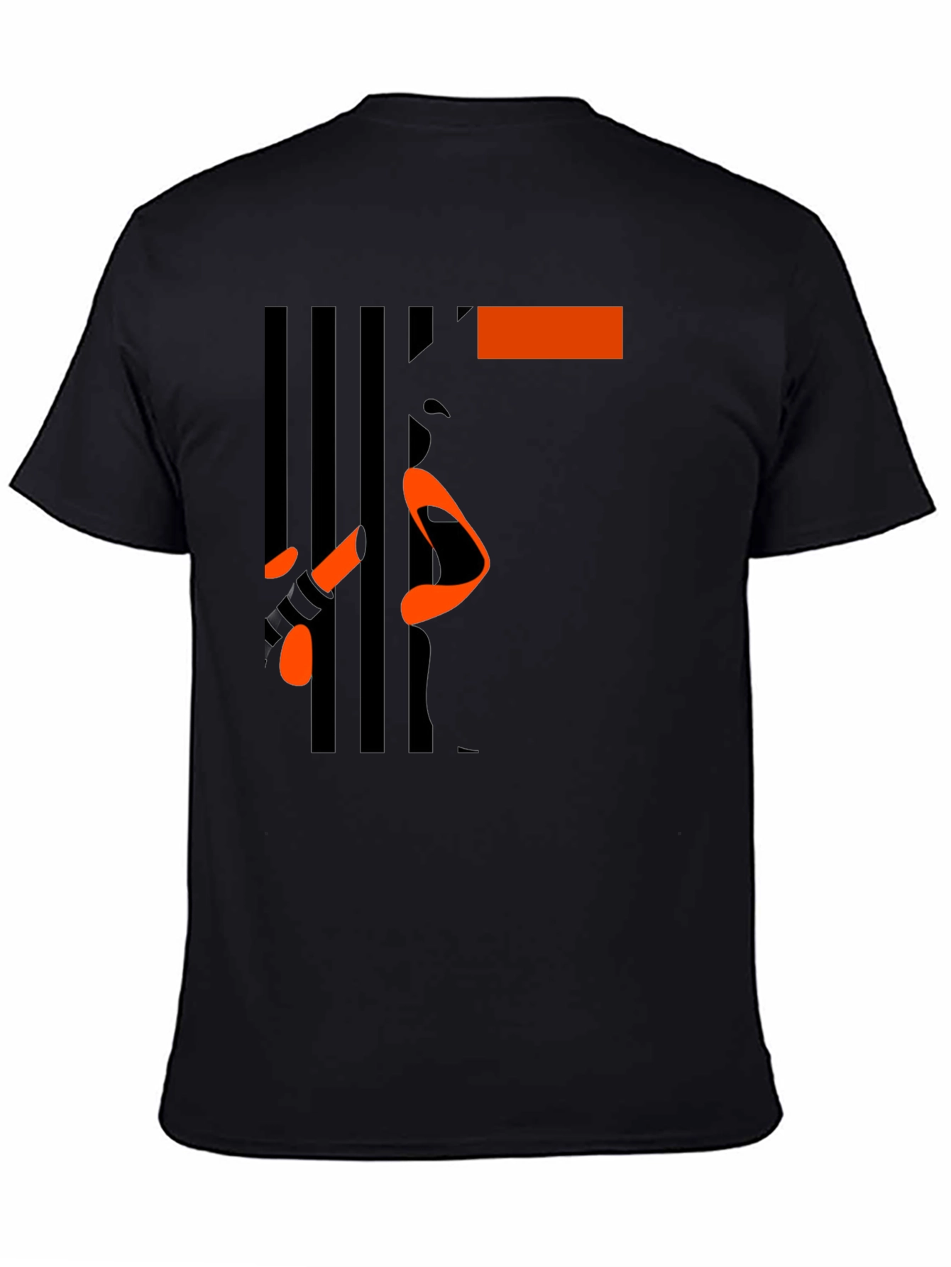 Abstract Face Graphic Print Black Tee