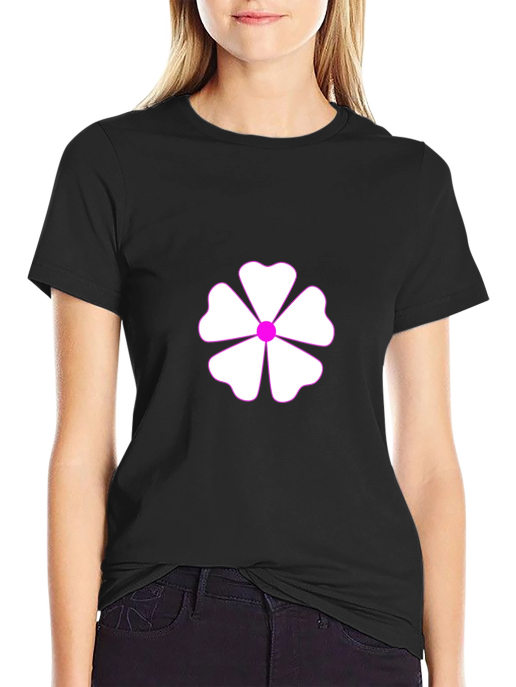 Floral Graphic Print Black T-Shirt