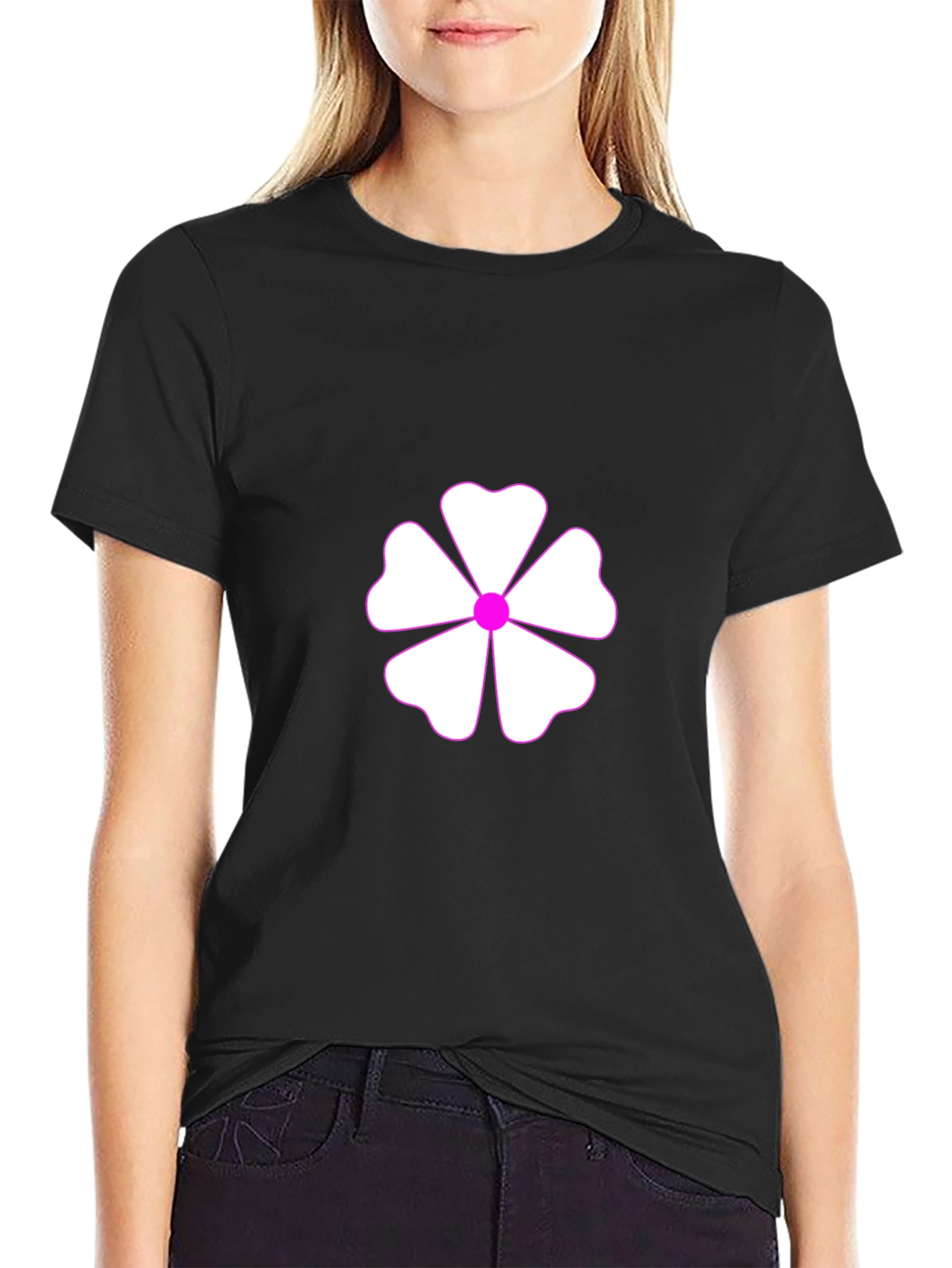 Floral Graphic Print Black T-Shirt