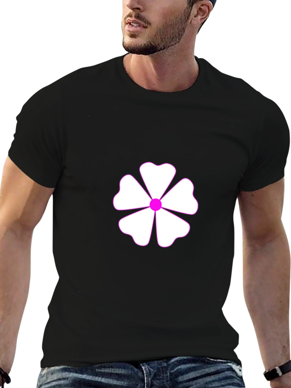 Floral Graphic Print Black T-Shirt