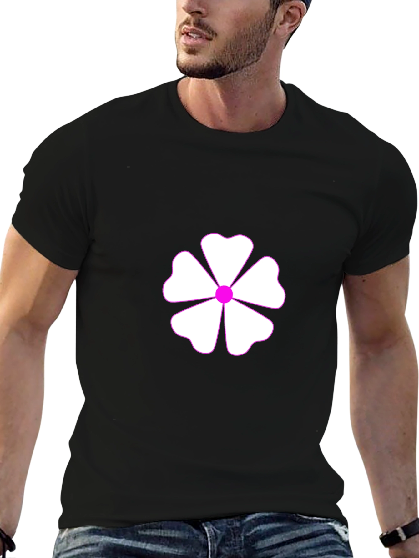 Floral Graphic Print Black T-Shirt
