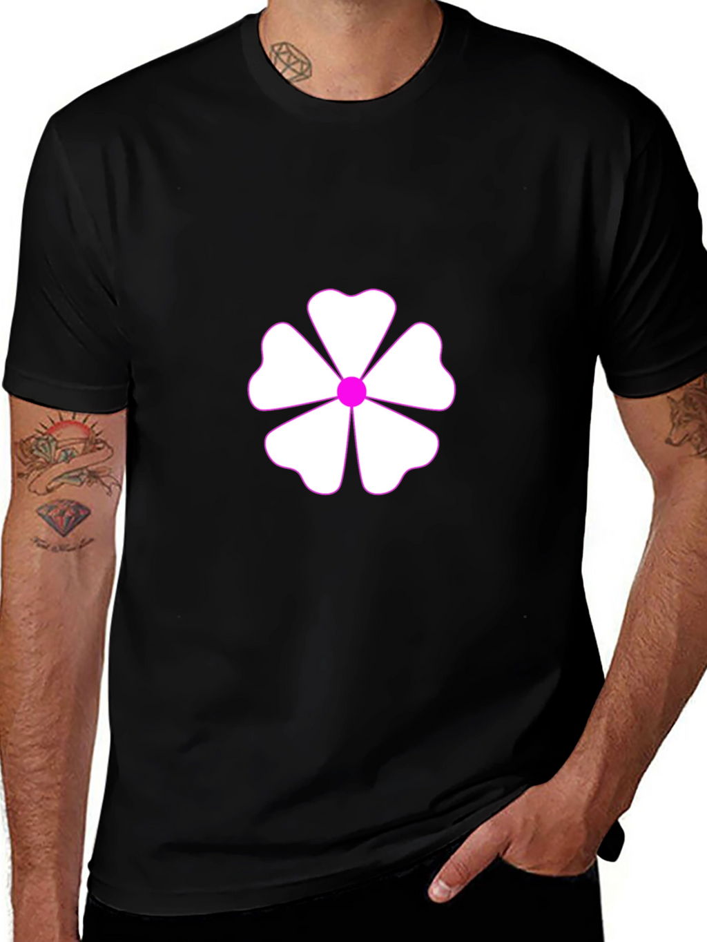 Floral Graphic Print Black T-Shirt