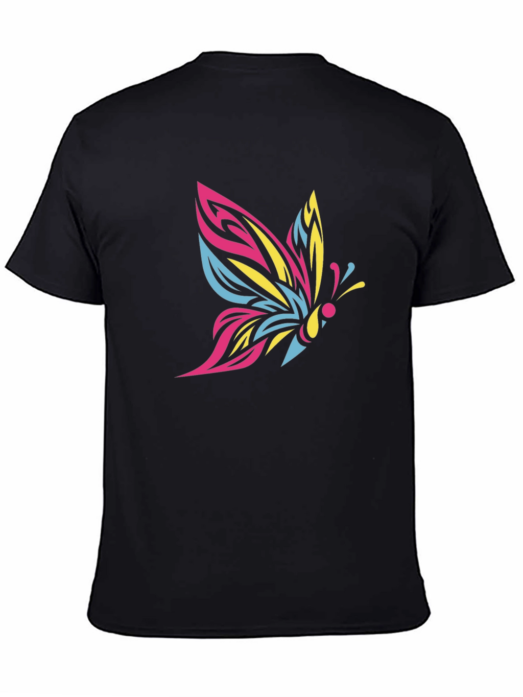 Bold Butterfly Graphic Tee - Black Cotton Comfort