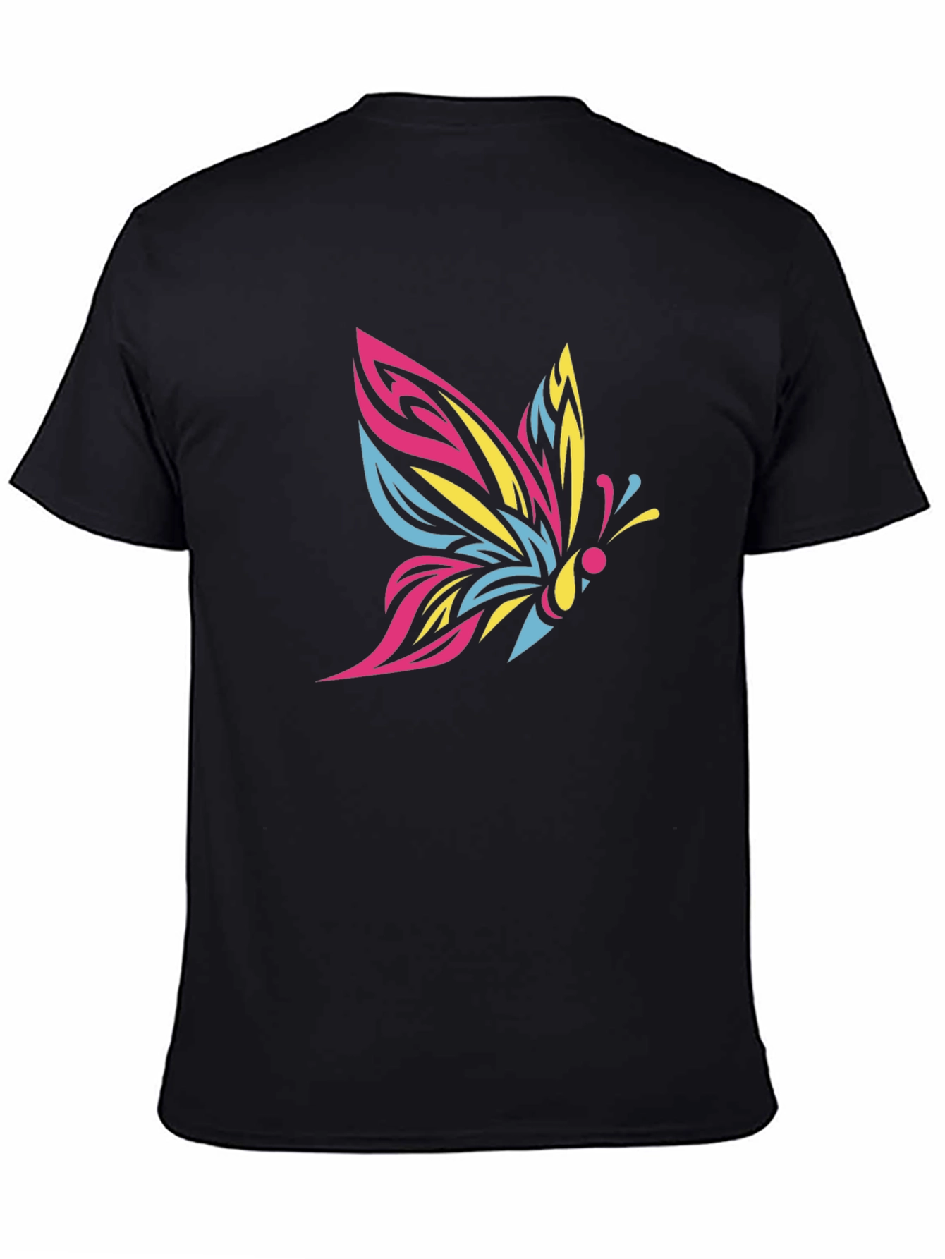 Bold Butterfly Graphic Tee - Black Cotton Comfort