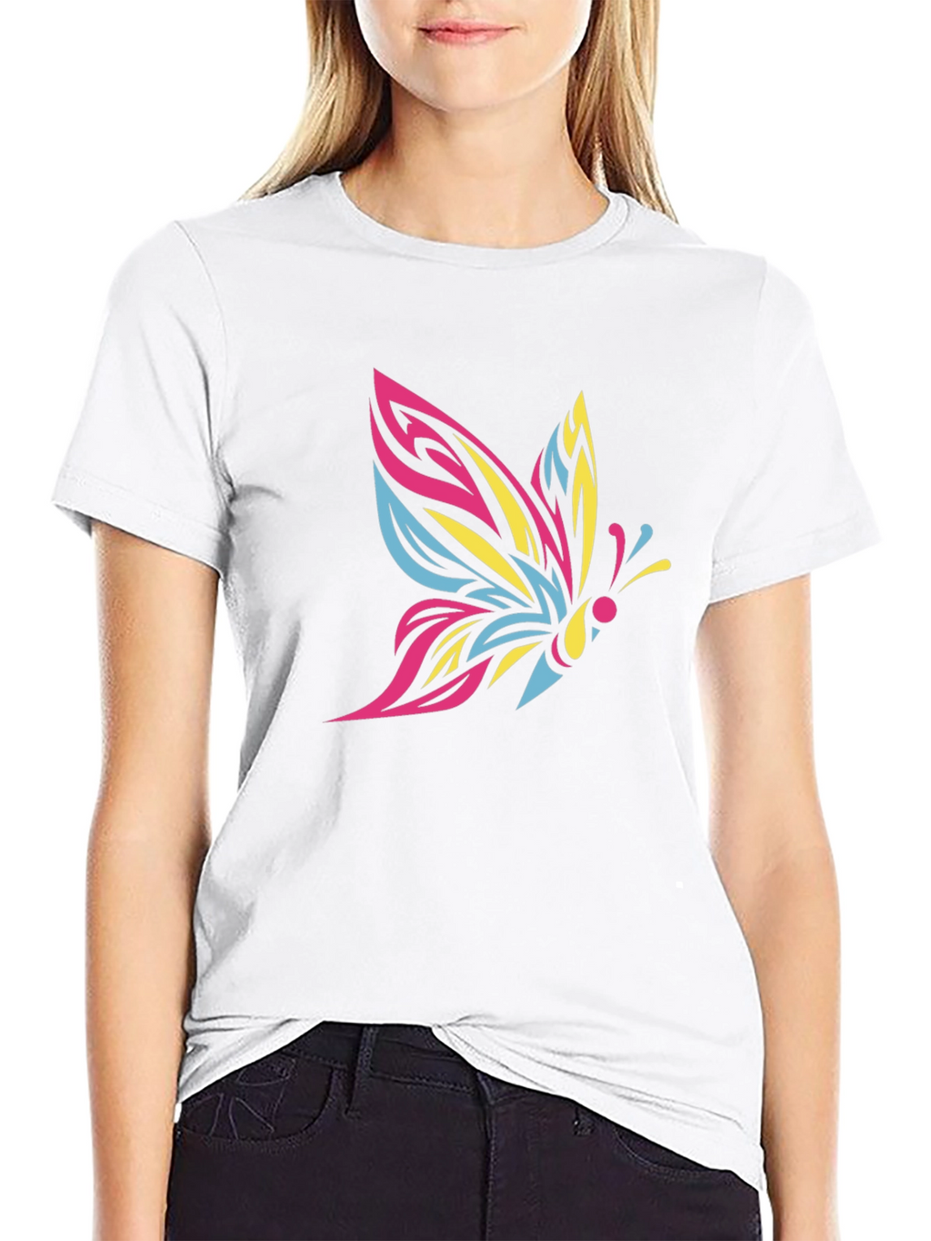 Bold Butterfly Graphic Tee - Black Cotton Comfort