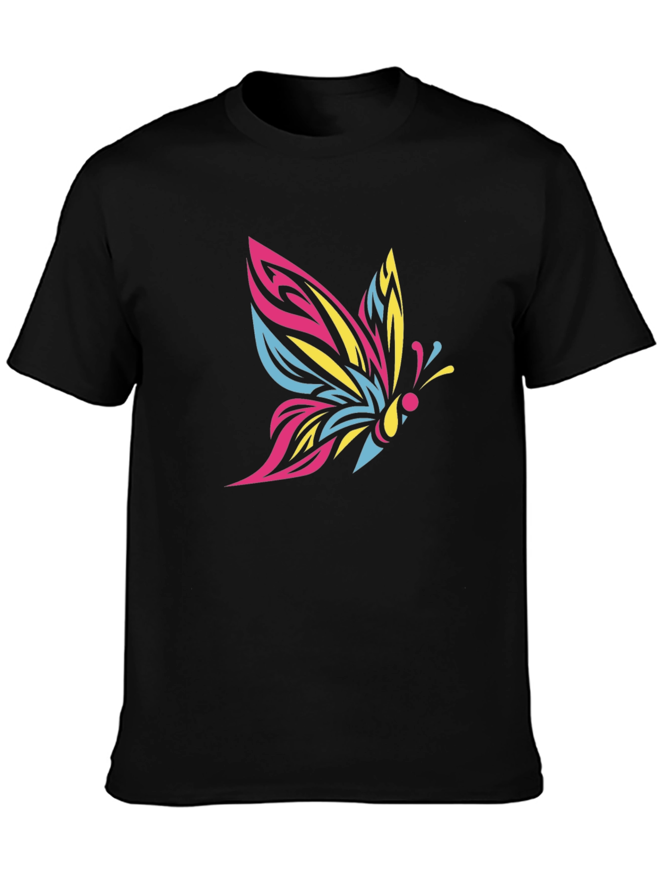 Bold Butterfly Graphic Tee - Black Cotton Comfort