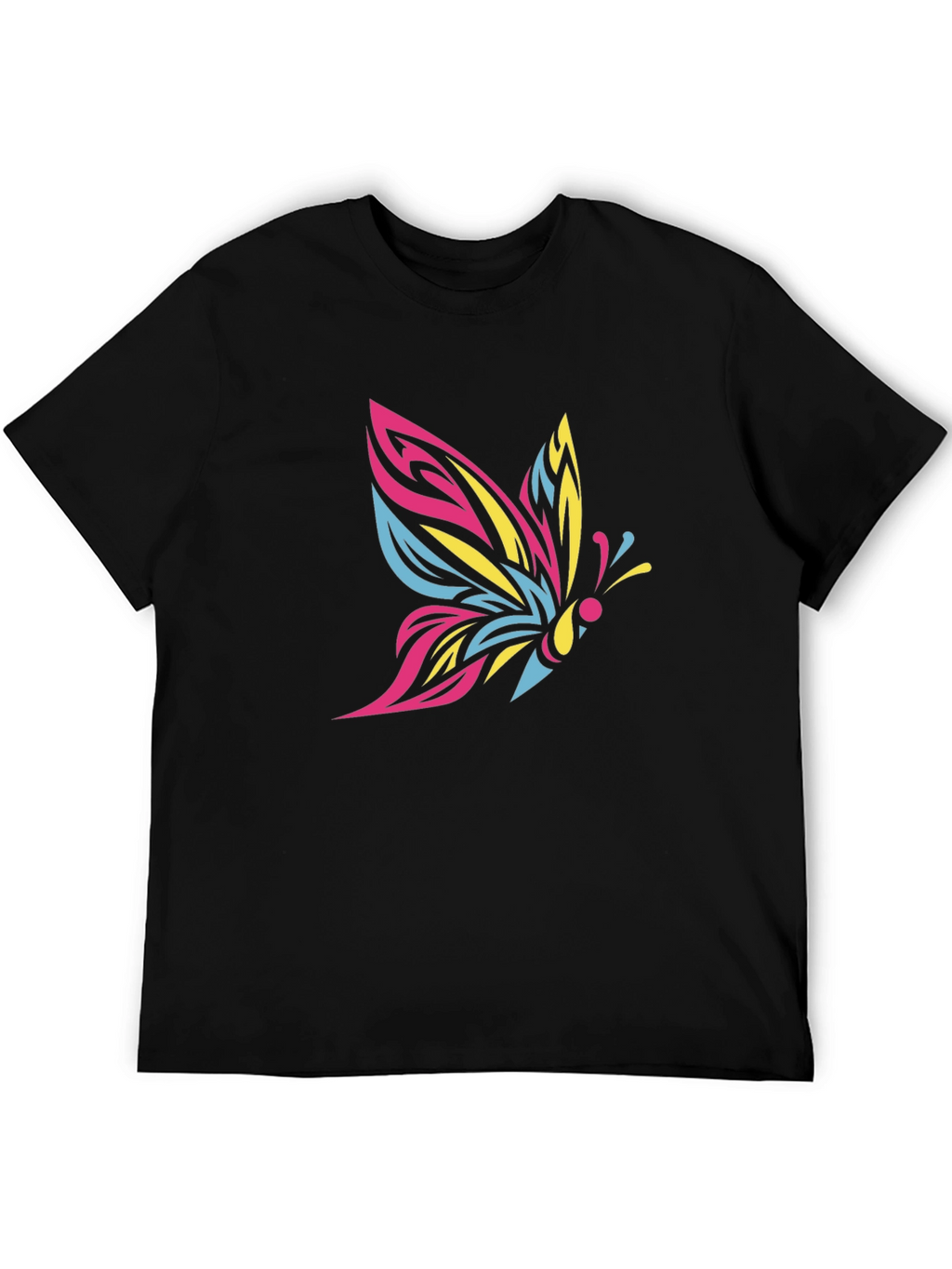 Bold Butterfly Graphic Tee - Black Cotton Comfort