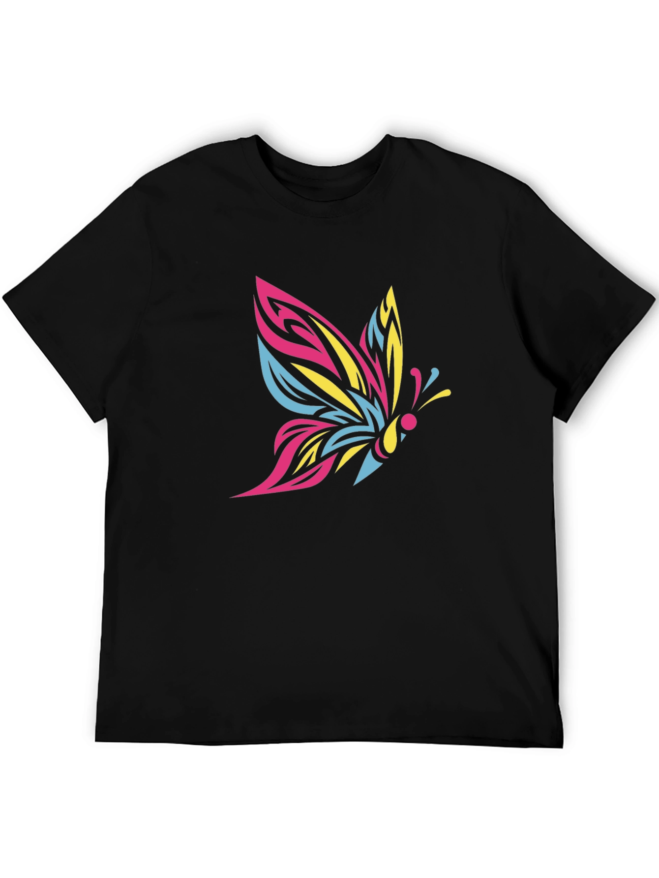 Bold Butterfly Graphic Tee - Black Cotton Comfort