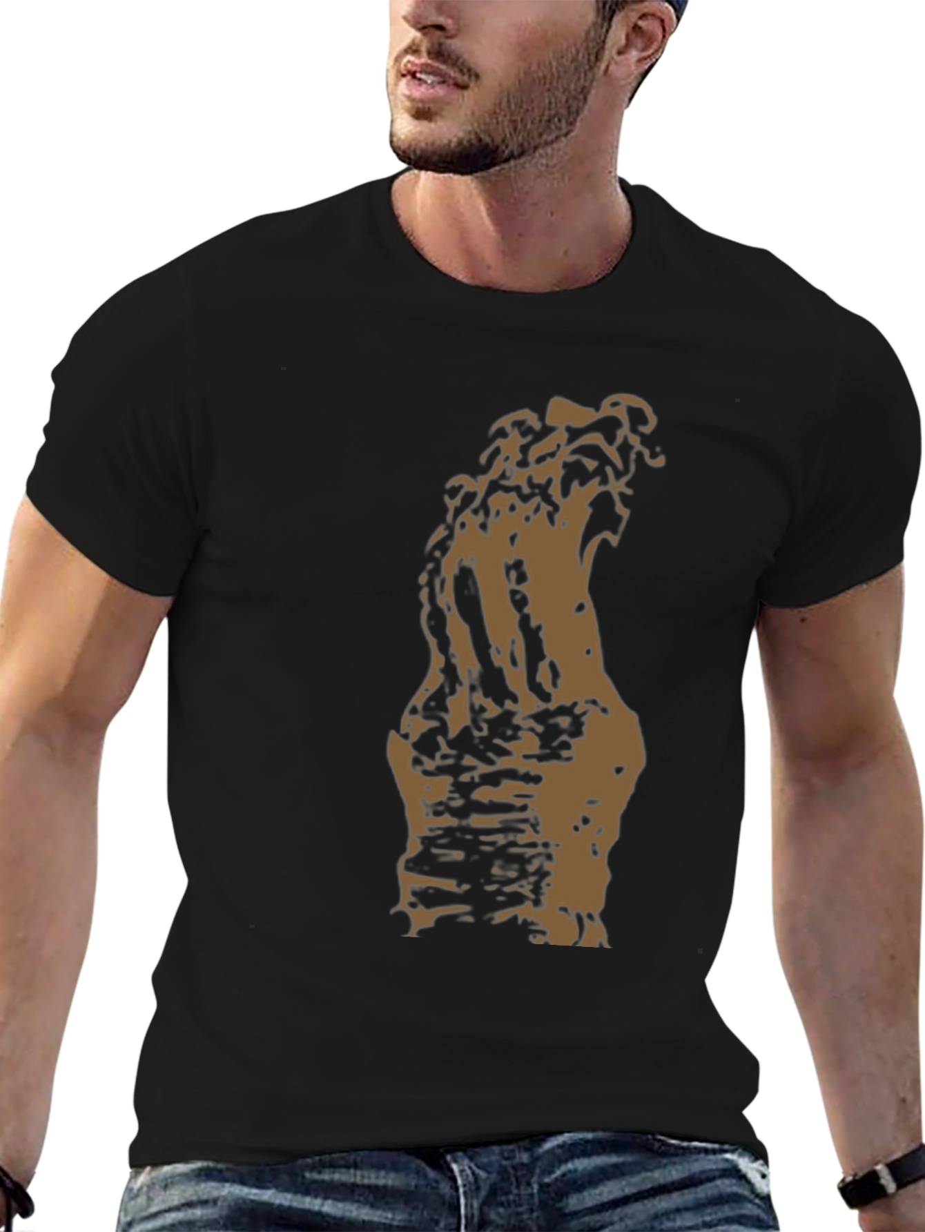 Mens Graphic Print Tee - Abstract Brown