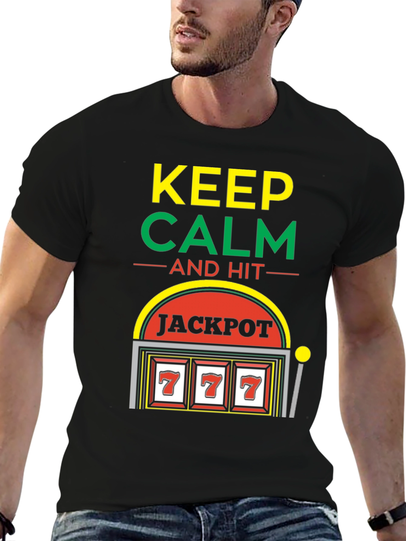 Keep Calm Jackpot T-Shirt - Lucky 7s Casino Style!