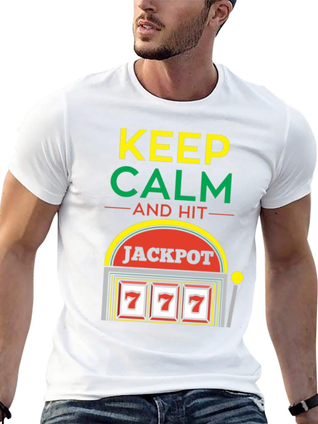 Keep Calm Jackpot T-Shirt - Lucky 7s Casino Style!