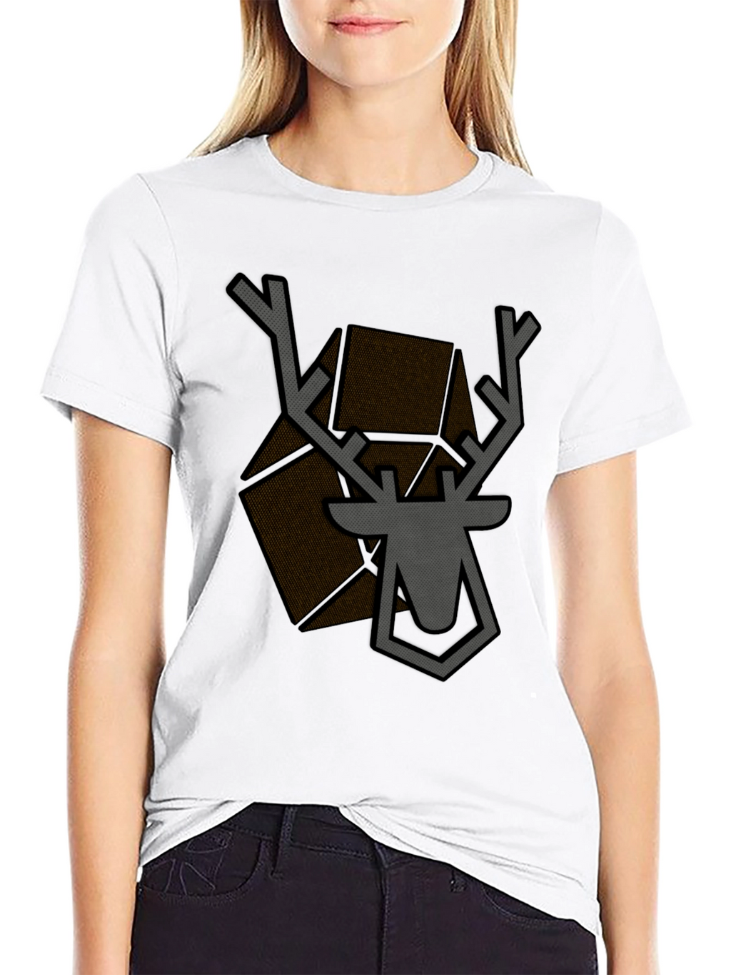 Geometric Deer Graphic Tee - Modern Style