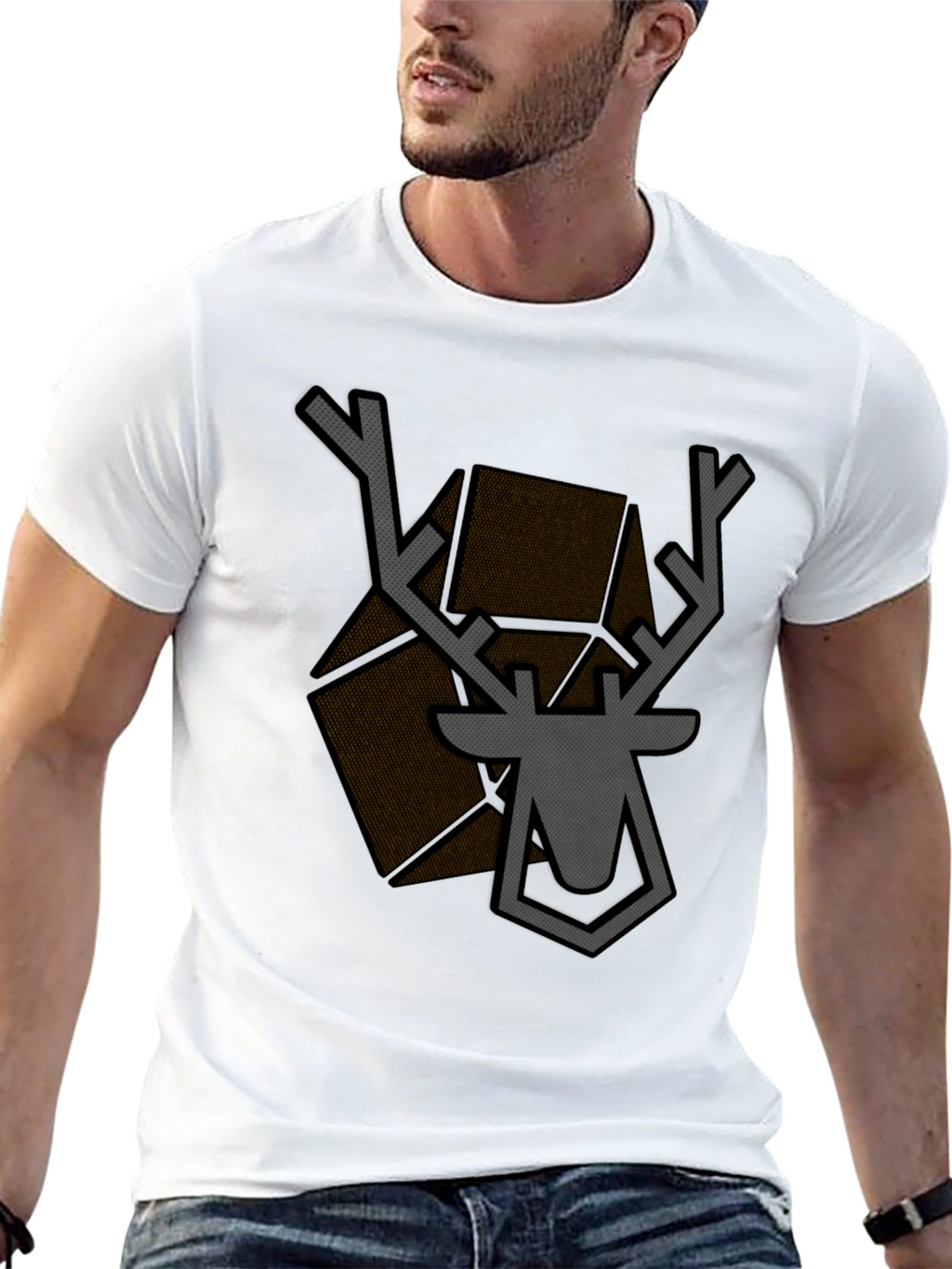 Geometric Deer Graphic Tee - Modern Style