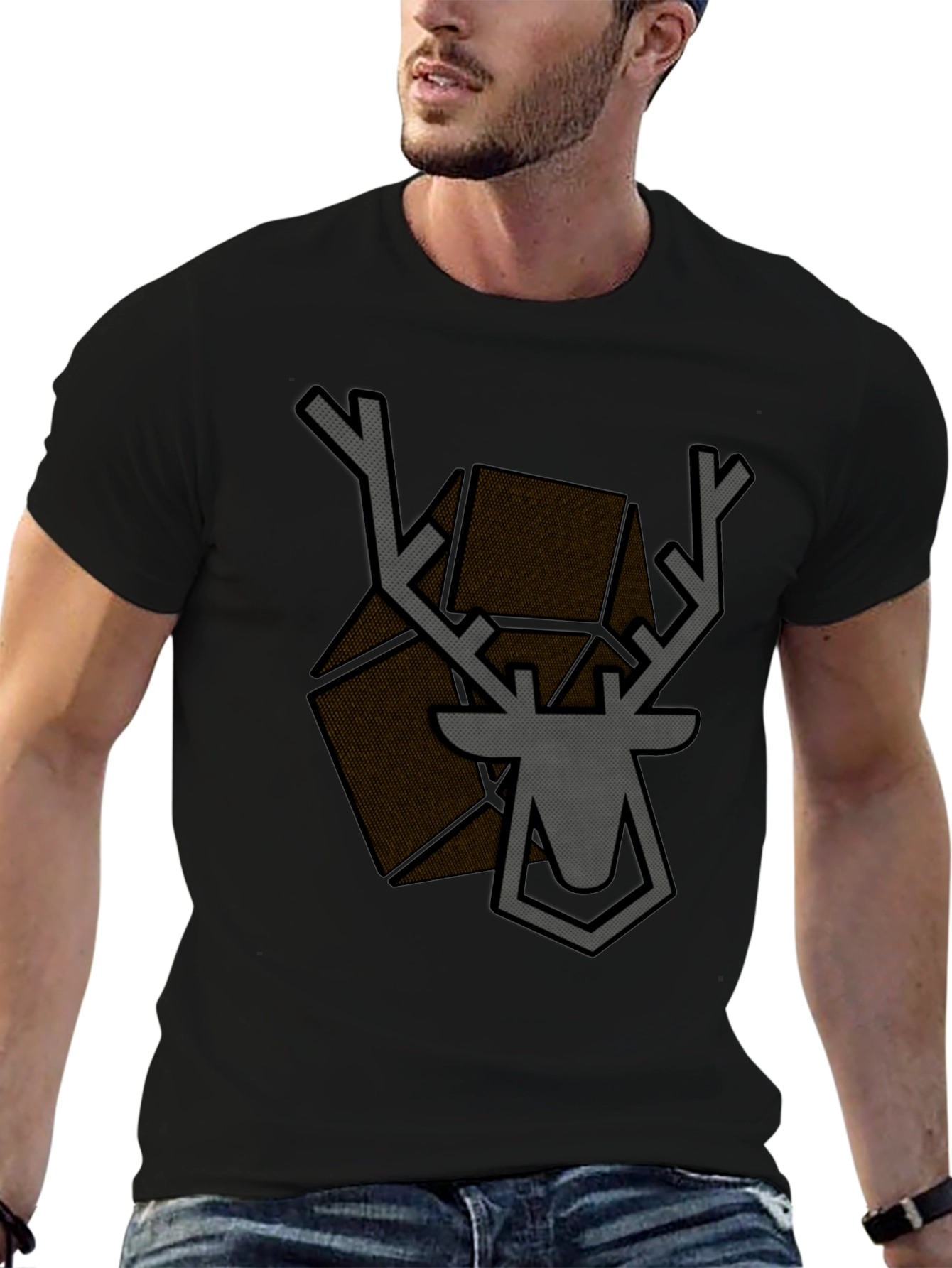 Geometric Deer Graphic Tee - Modern Style
