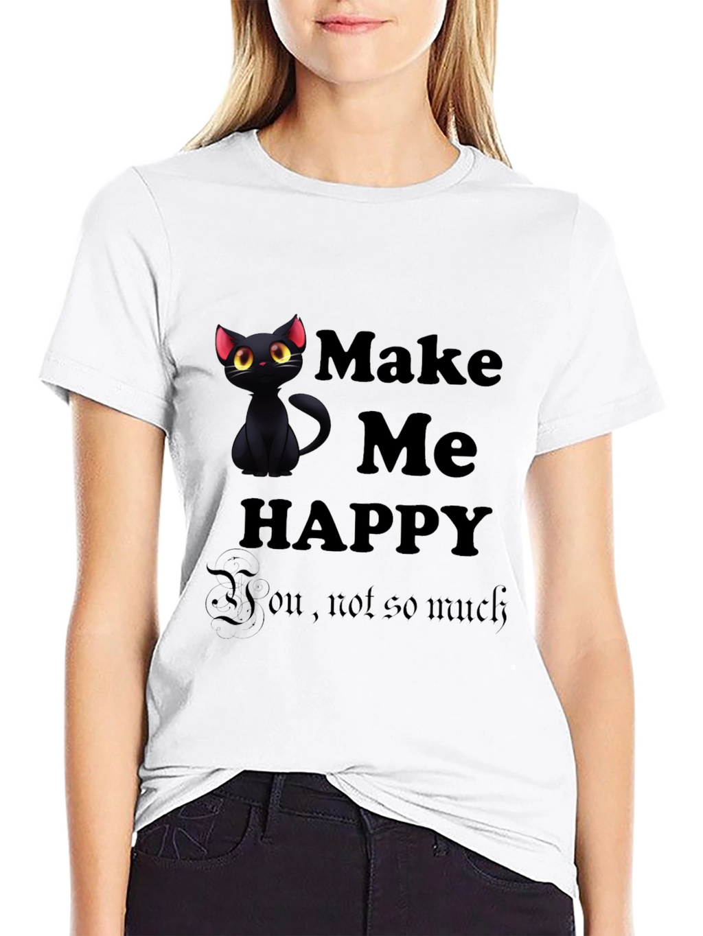 Make Me Happy Black Cat T-Shirt