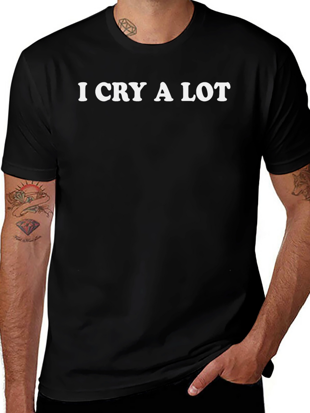 I Cry A Lot Funny Black T-Shirt