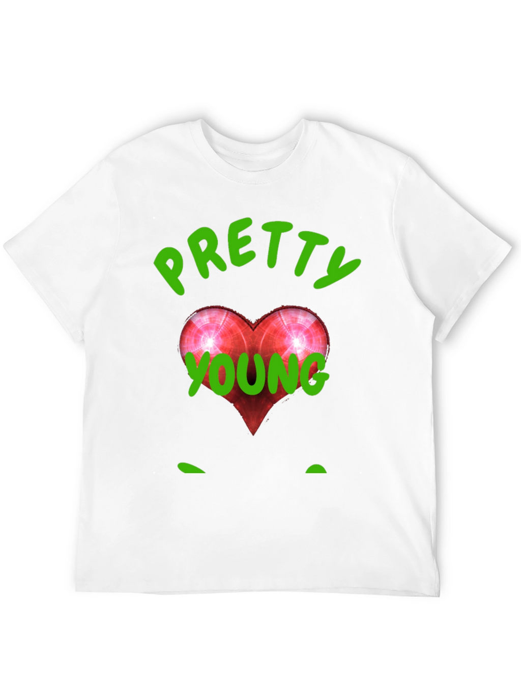 Pretty Young Red Heart Graphic Black T-Shirt