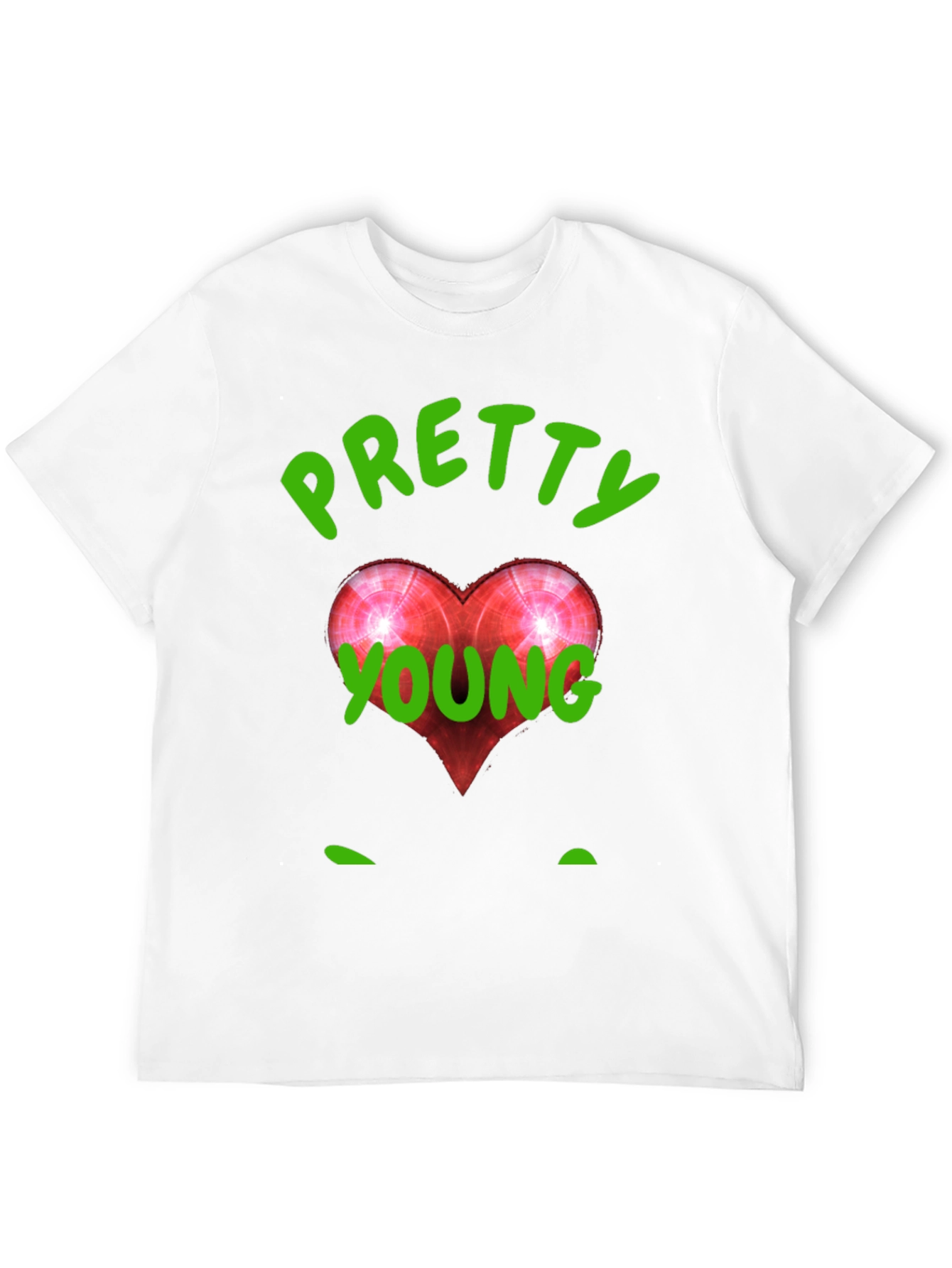 Pretty Young Red Heart Graphic Black T-Shirt