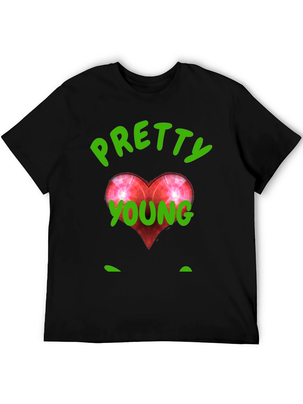 Pretty Young Red Heart Graphic Black T-Shirt