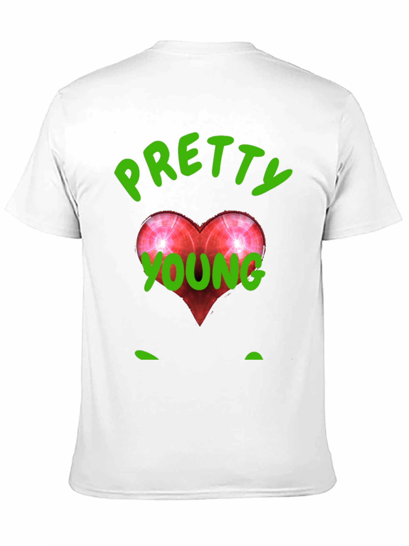 Pretty Young Red Heart Graphic Black T-Shirt