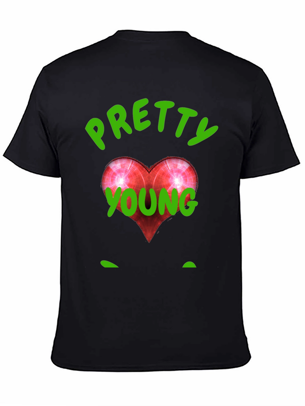 Pretty Young Red Heart Graphic Black T-Shirt