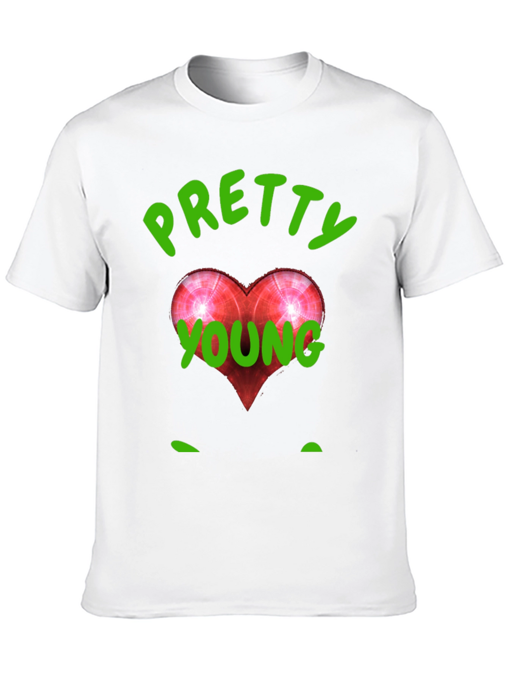 Pretty Young Red Heart Graphic Black T-Shirt