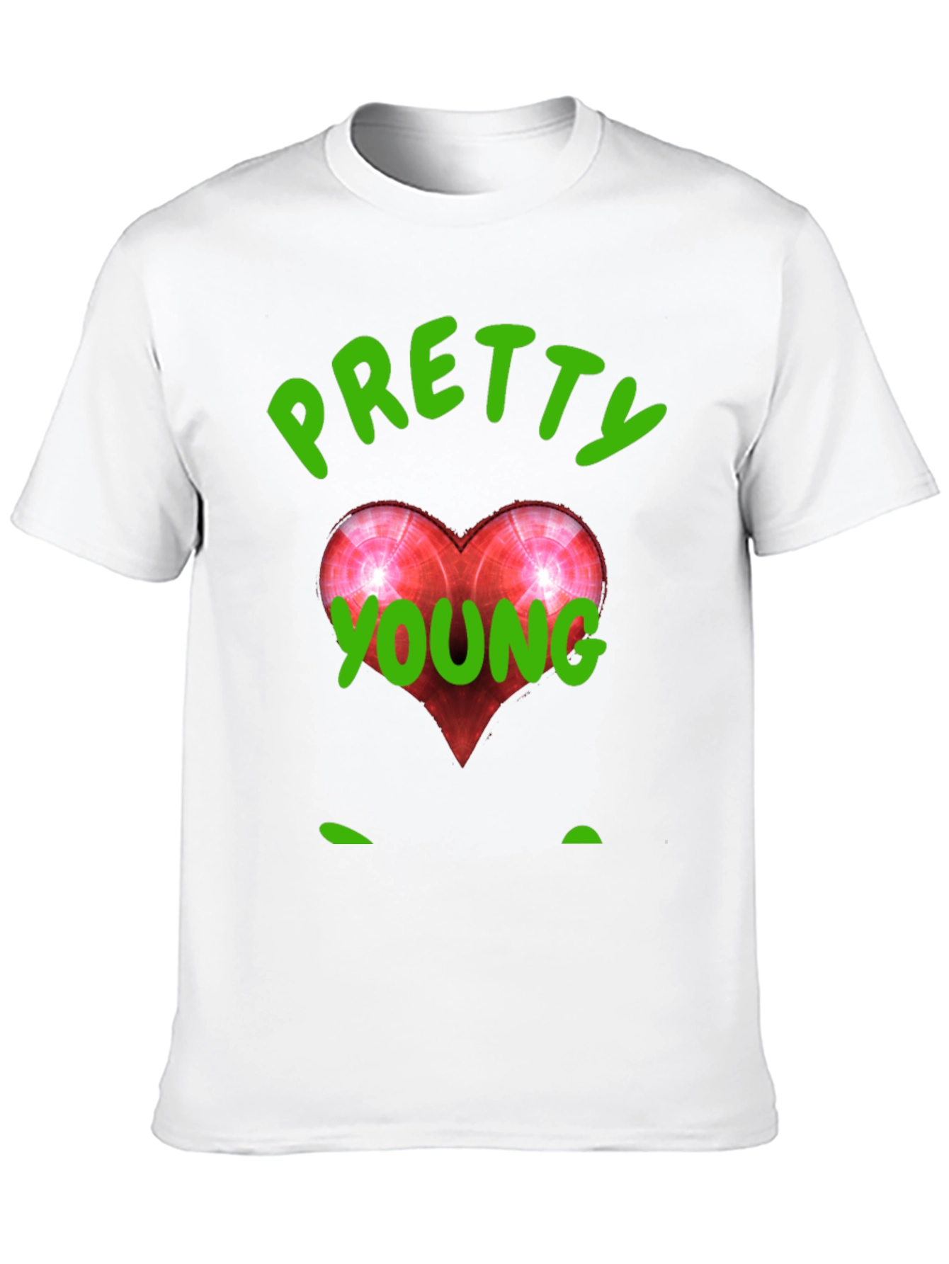 Pretty Young Red Heart Graphic Black T-Shirt