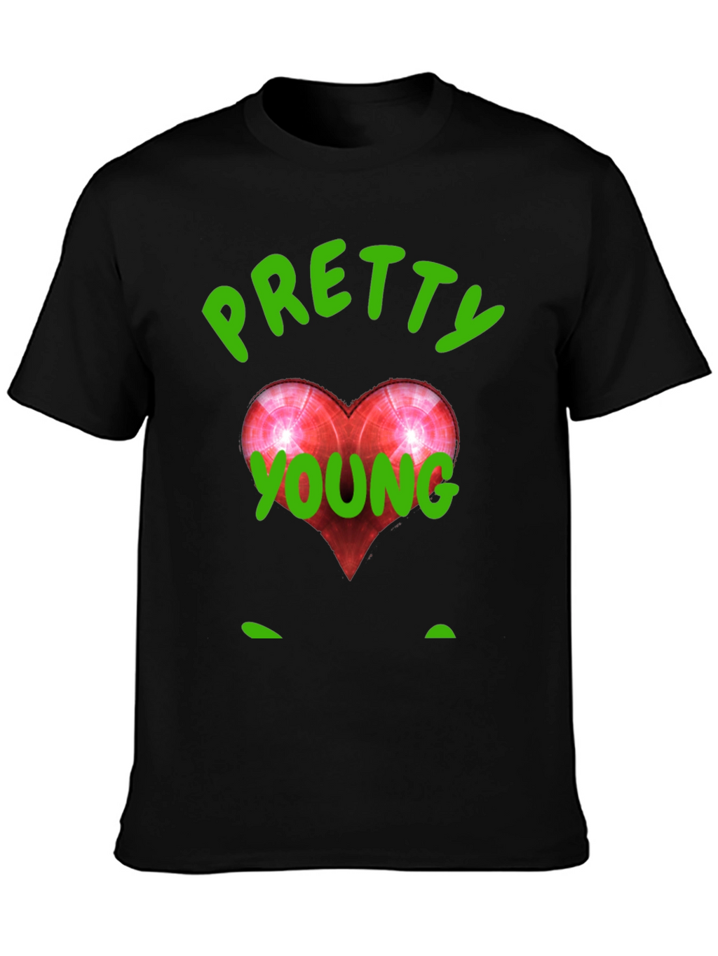 Pretty Young Red Heart Graphic Black T-Shirt