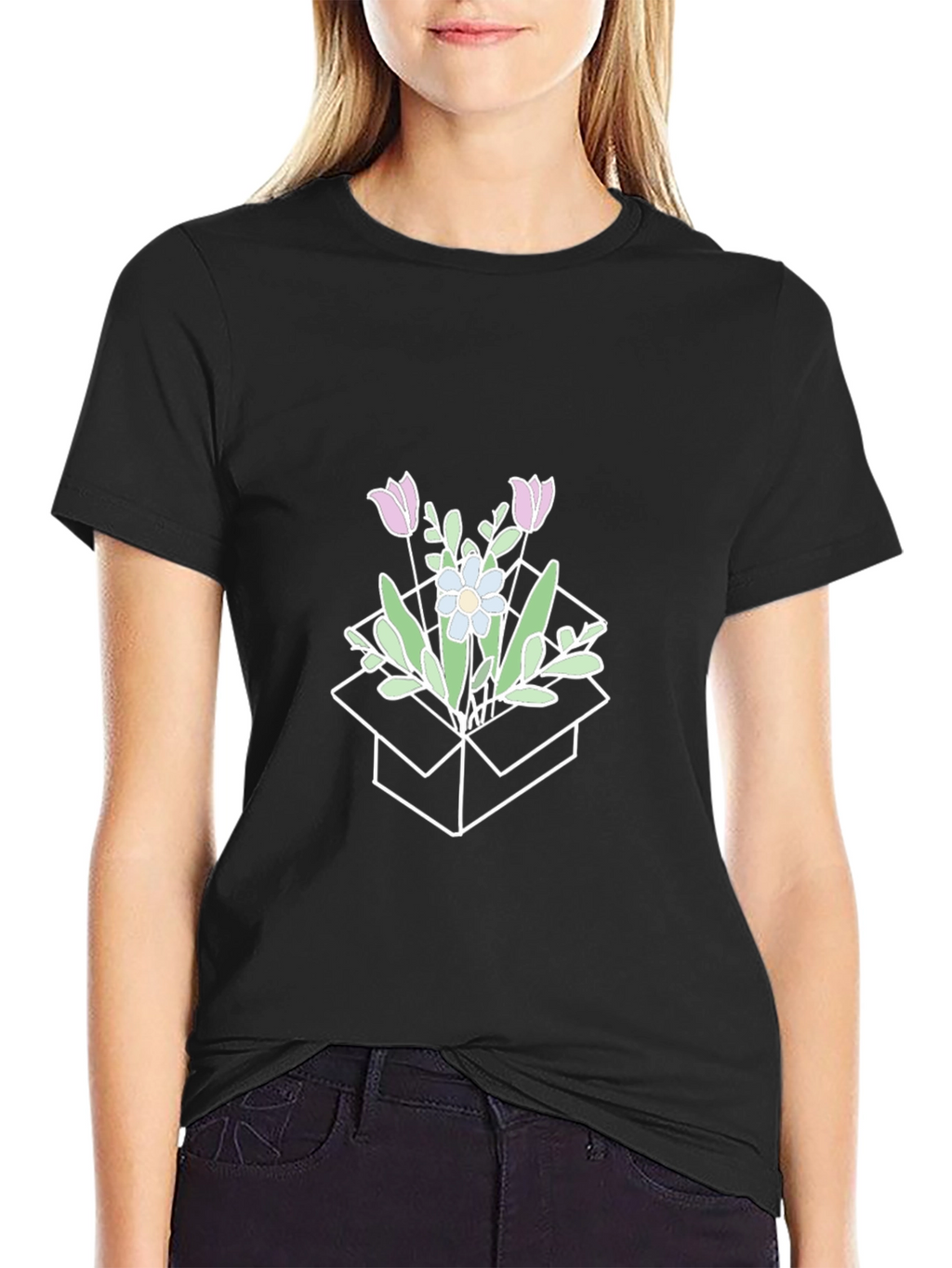 Floral Box Graphic T-Shirt - Stylish Casual Wear
