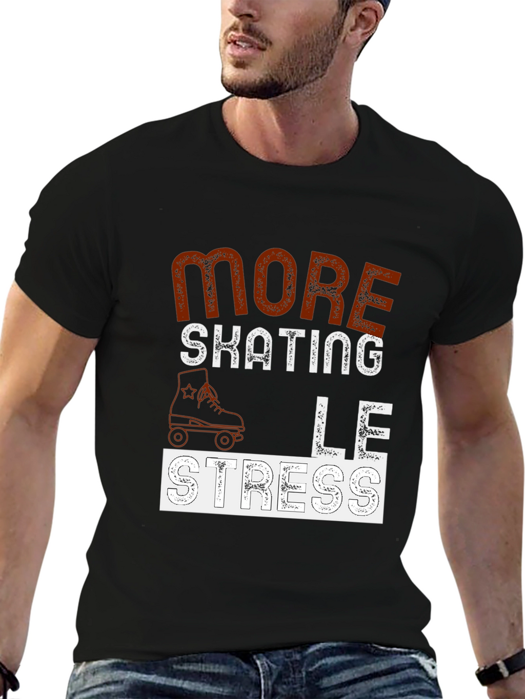 More Skating Less Stress Graphic T-Shirt