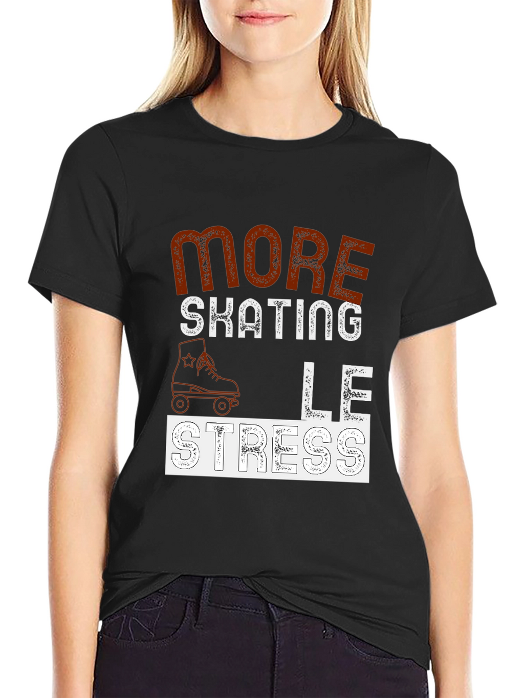 More Skating Less Stress Graphic T-Shirt