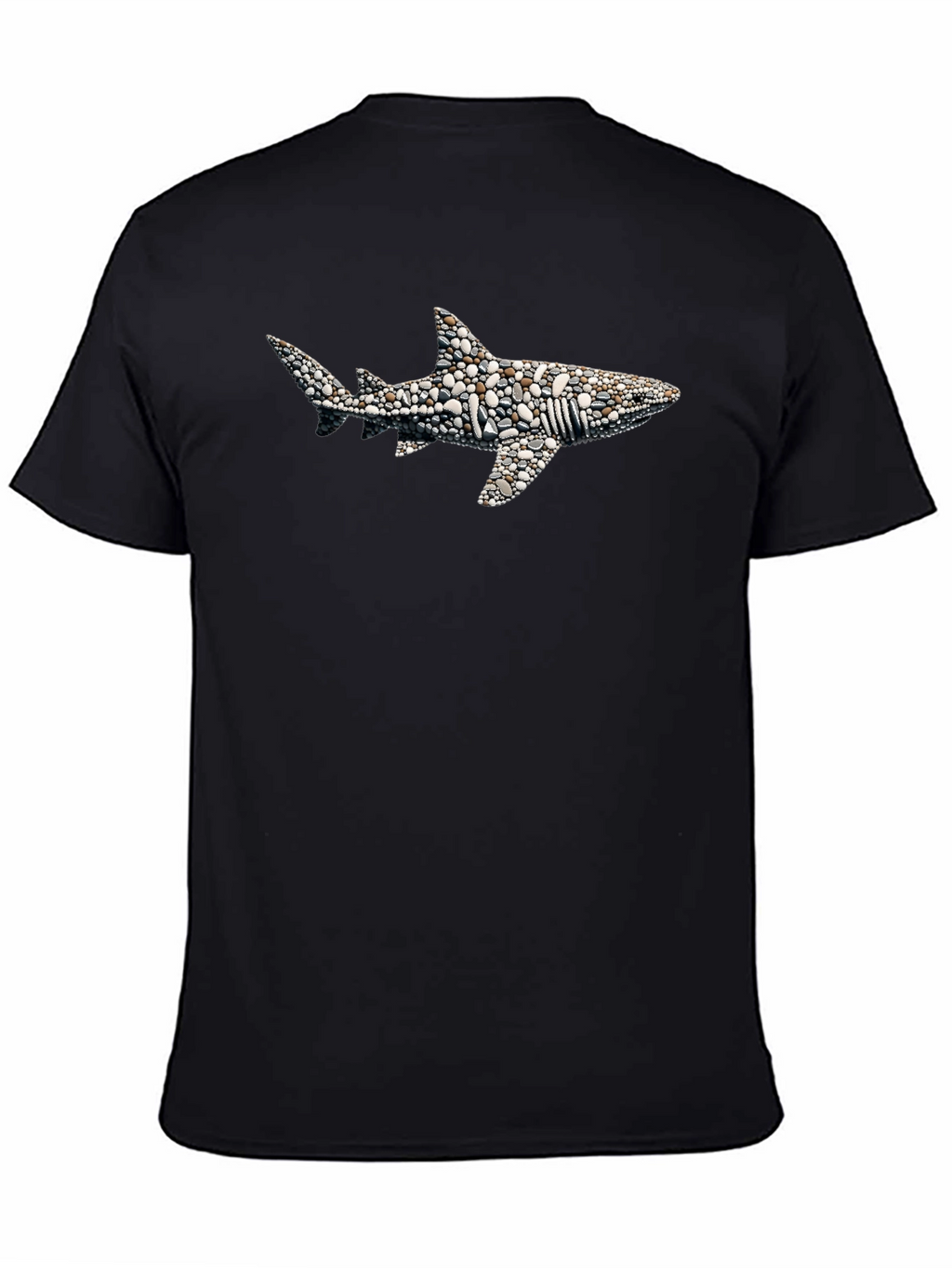 Stone Shark Graphic T-Shirt - Black Crew Neck Tee