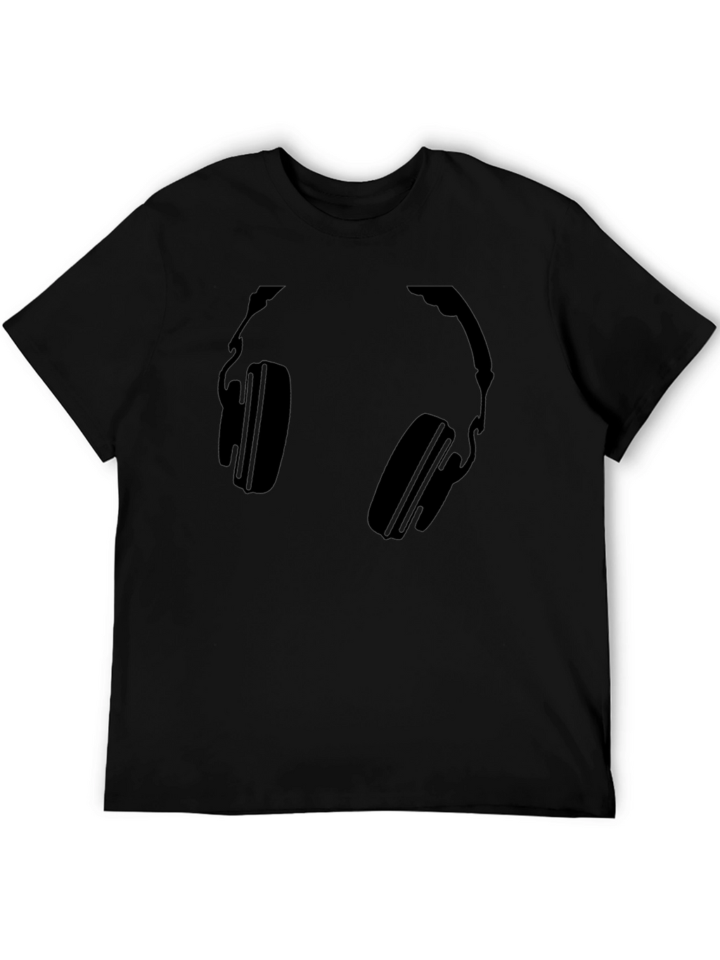 Headphones Graphic Tee - Black Cotton T-Shirt
