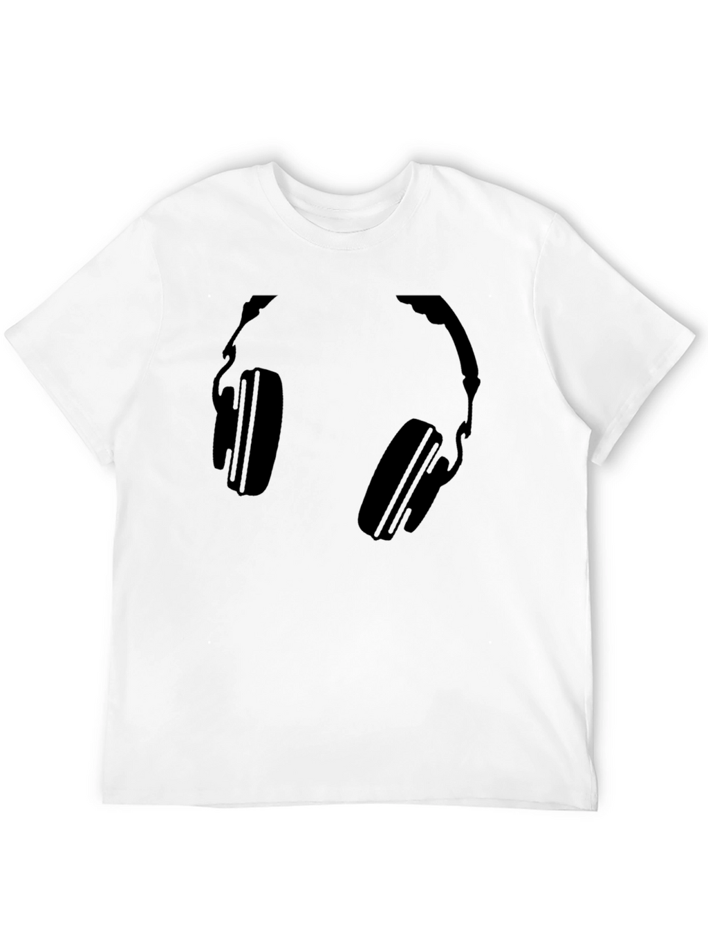 Headphones Graphic Tee - Black Cotton T-Shirt