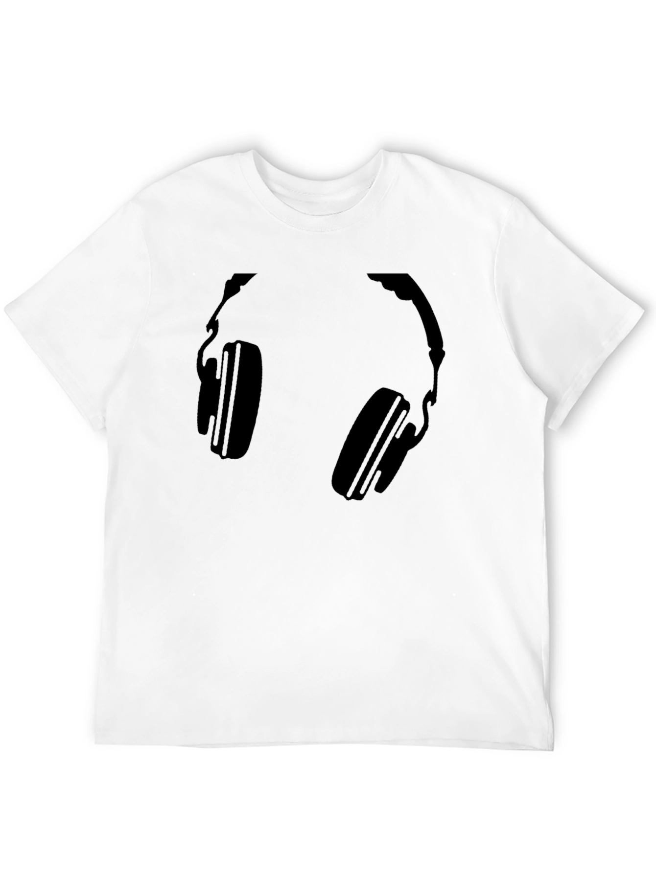 Headphones Graphic Tee - Black Cotton T-Shirt