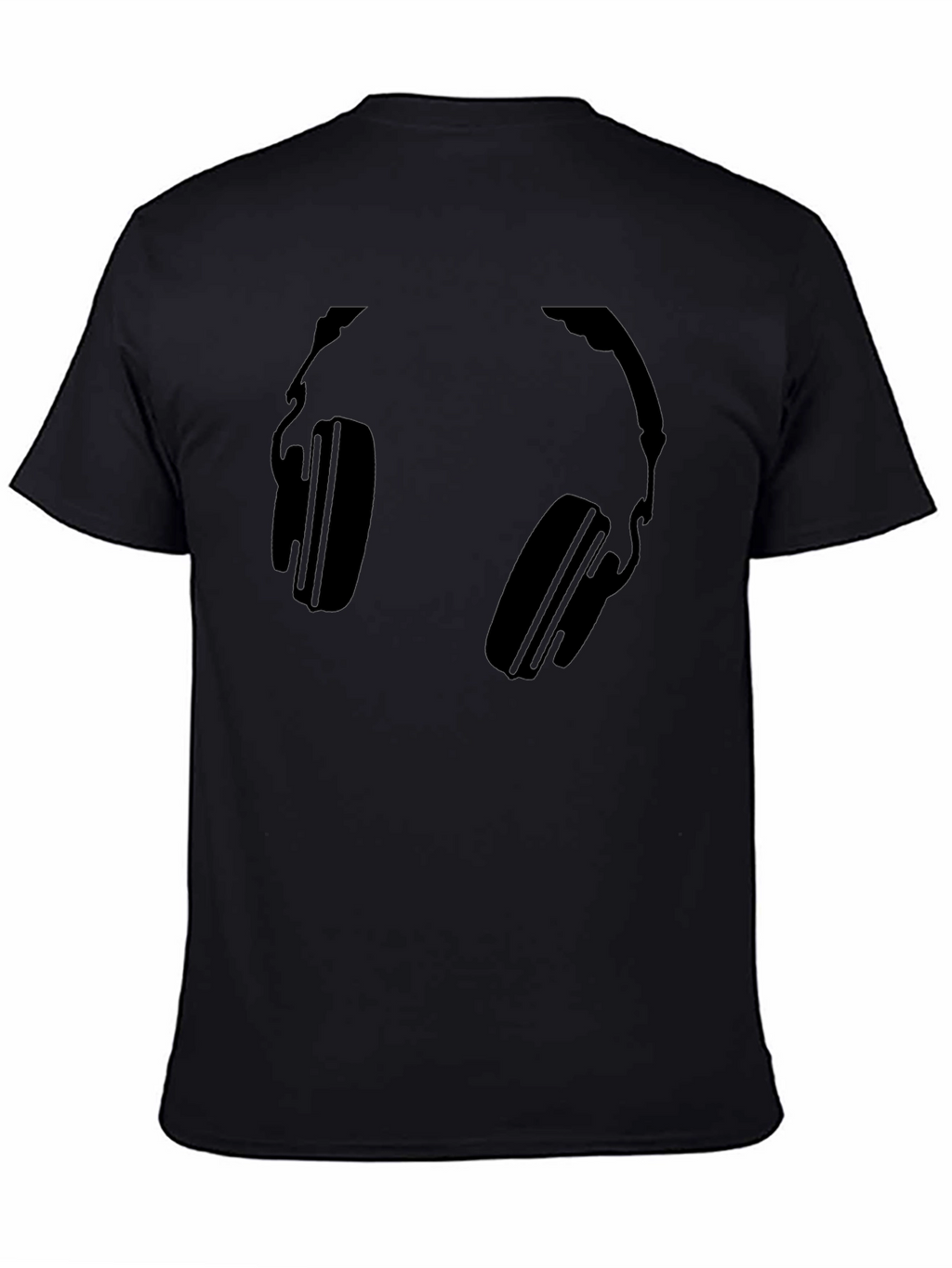 Headphones Graphic Tee - Black Cotton T-Shirt