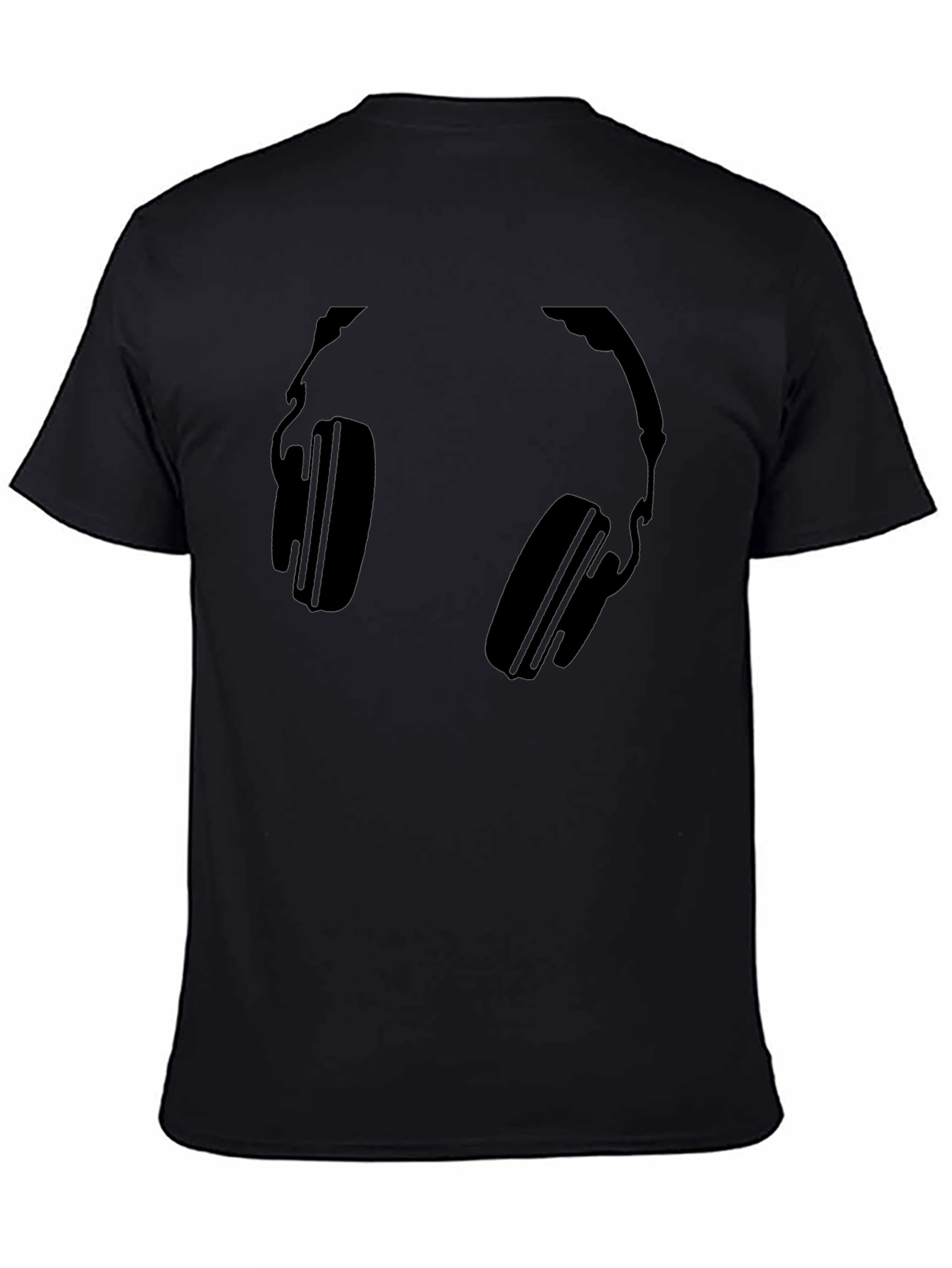 Headphones Graphic Tee - Black Cotton T-Shirt