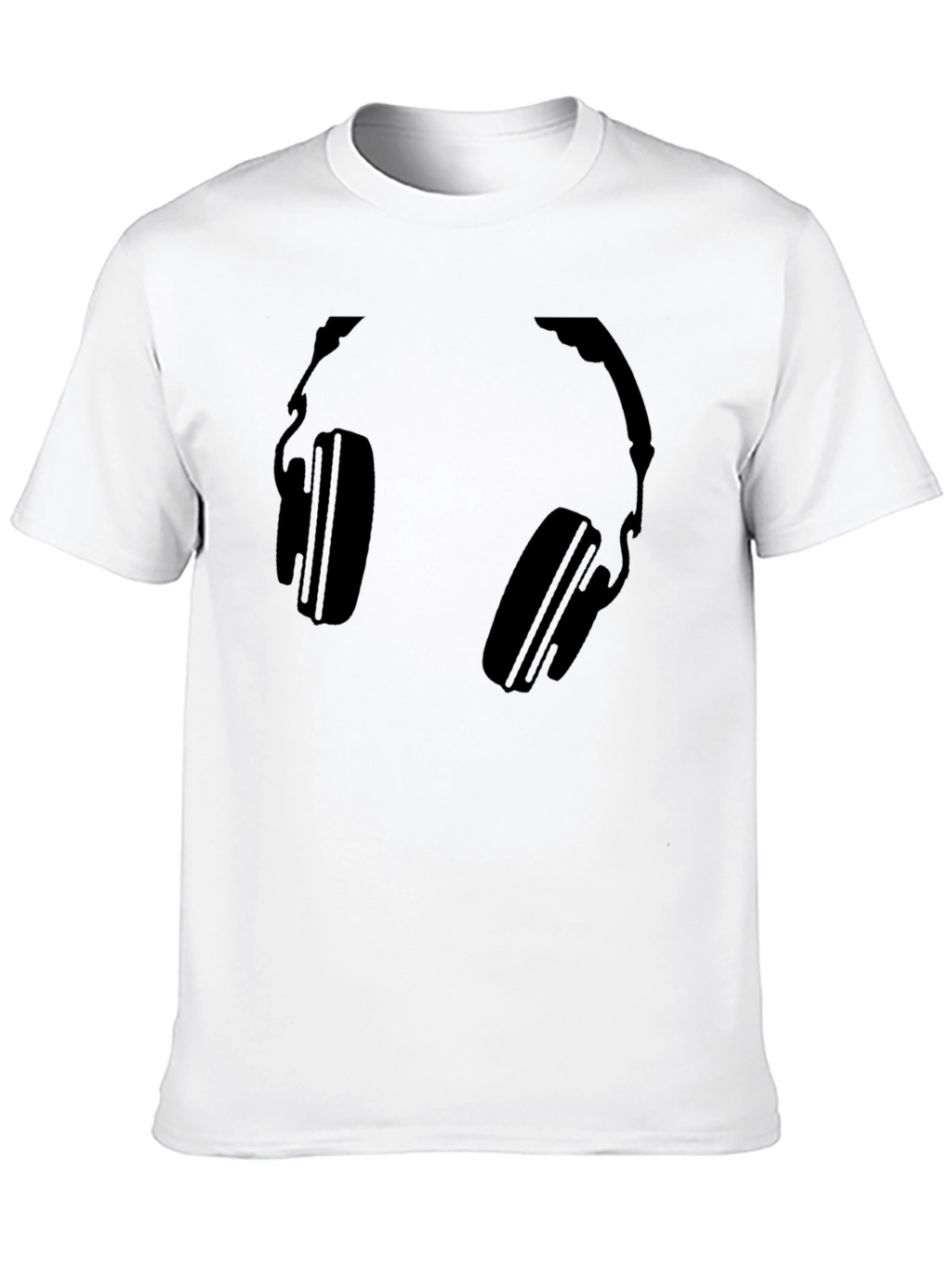 Headphones Graphic Tee - Black Cotton T-Shirt