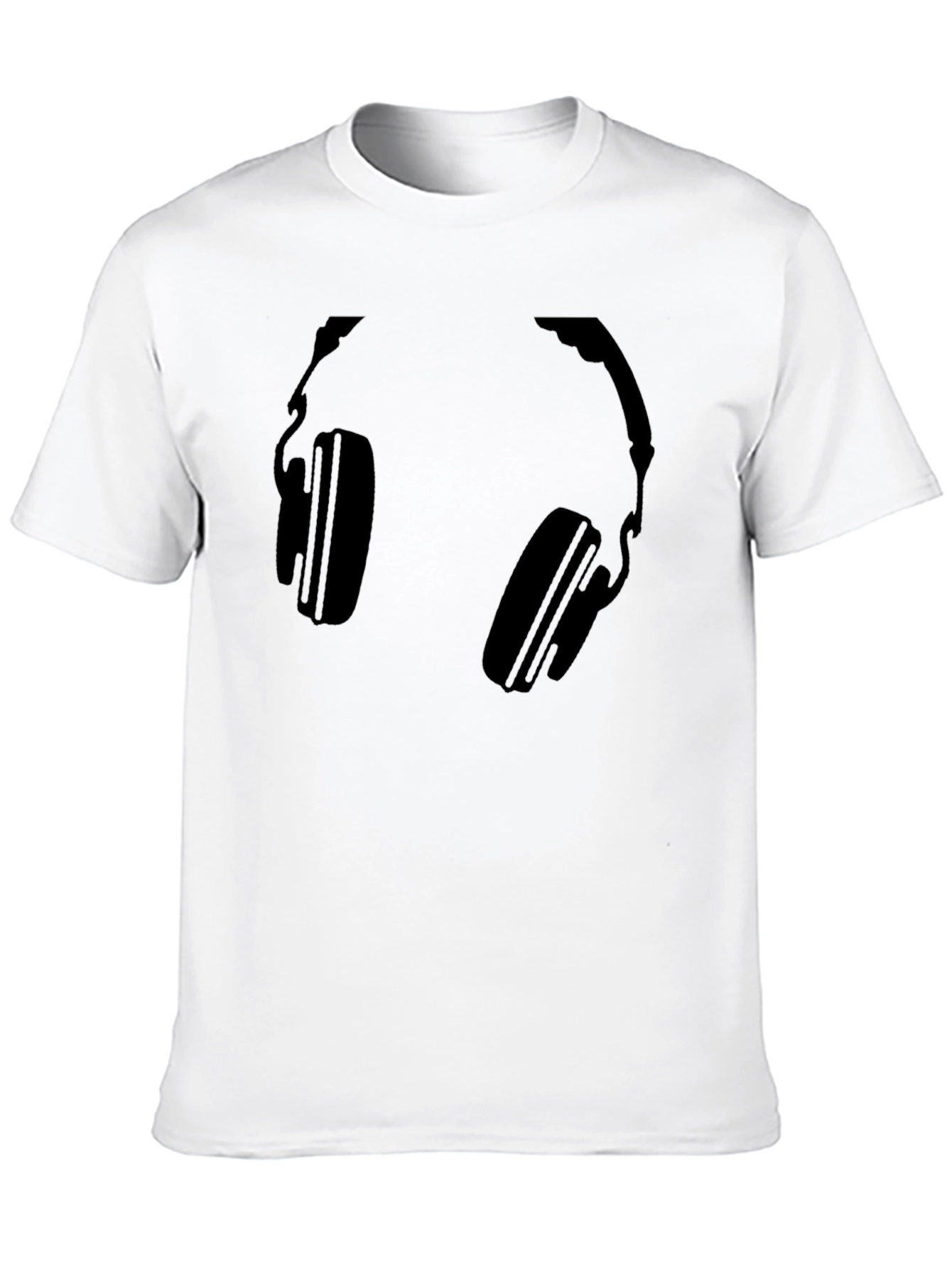 Headphones Graphic Tee - Black Cotton T-Shirt