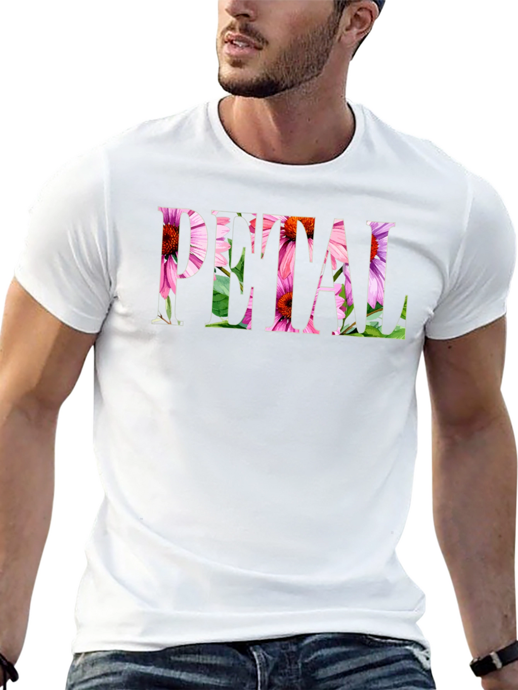 Floral PETAL Graphic Black T-Shirt